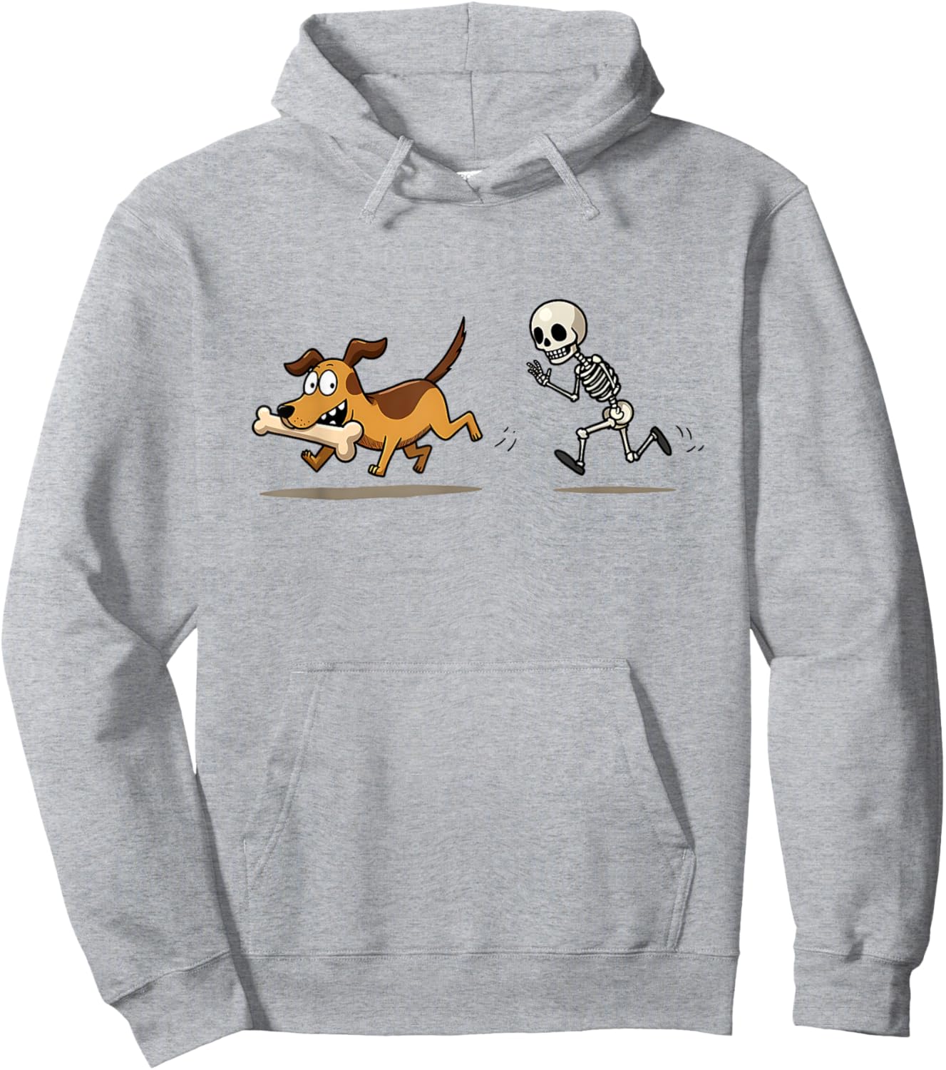 Hilarious Dog Stealing a Bone from a Skeleton Hoodie - Hoodie | Ash