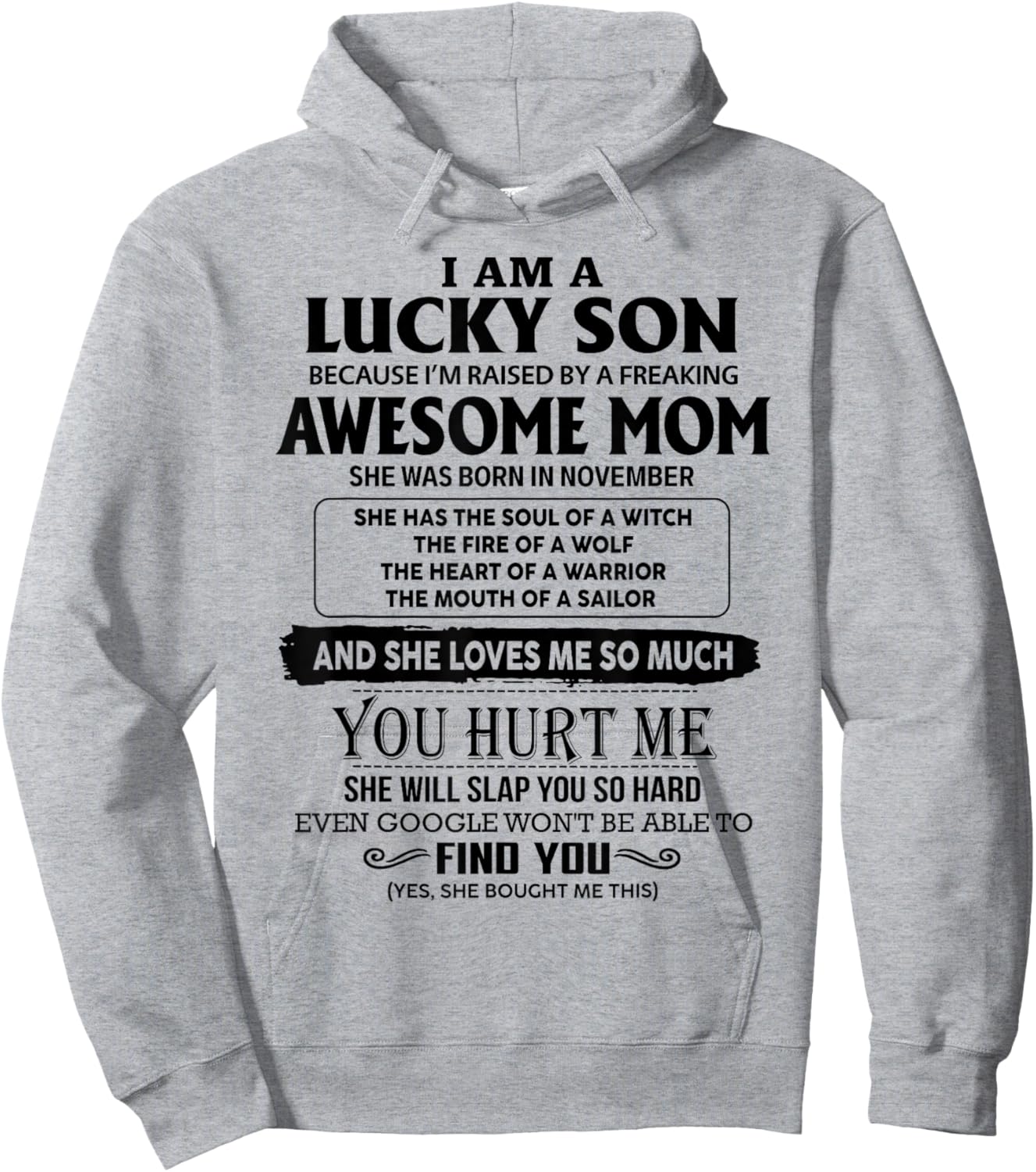 I'm A Lucky Son Of Awesome Mom She Was Born In November Hoodie - Hoodie | Ash