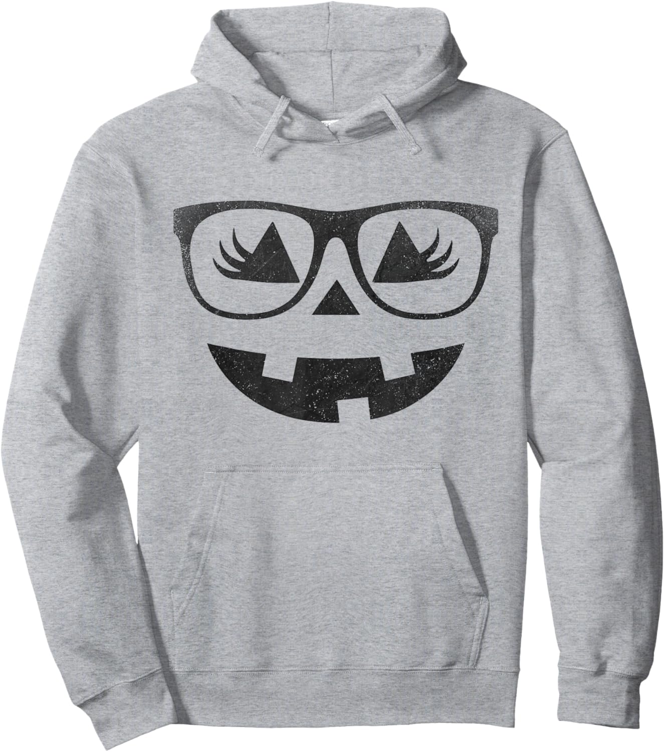 Jack O Lantern Pumpkin with Glasses Eyelashes Halloween Hoodie - Hoodie | Ash