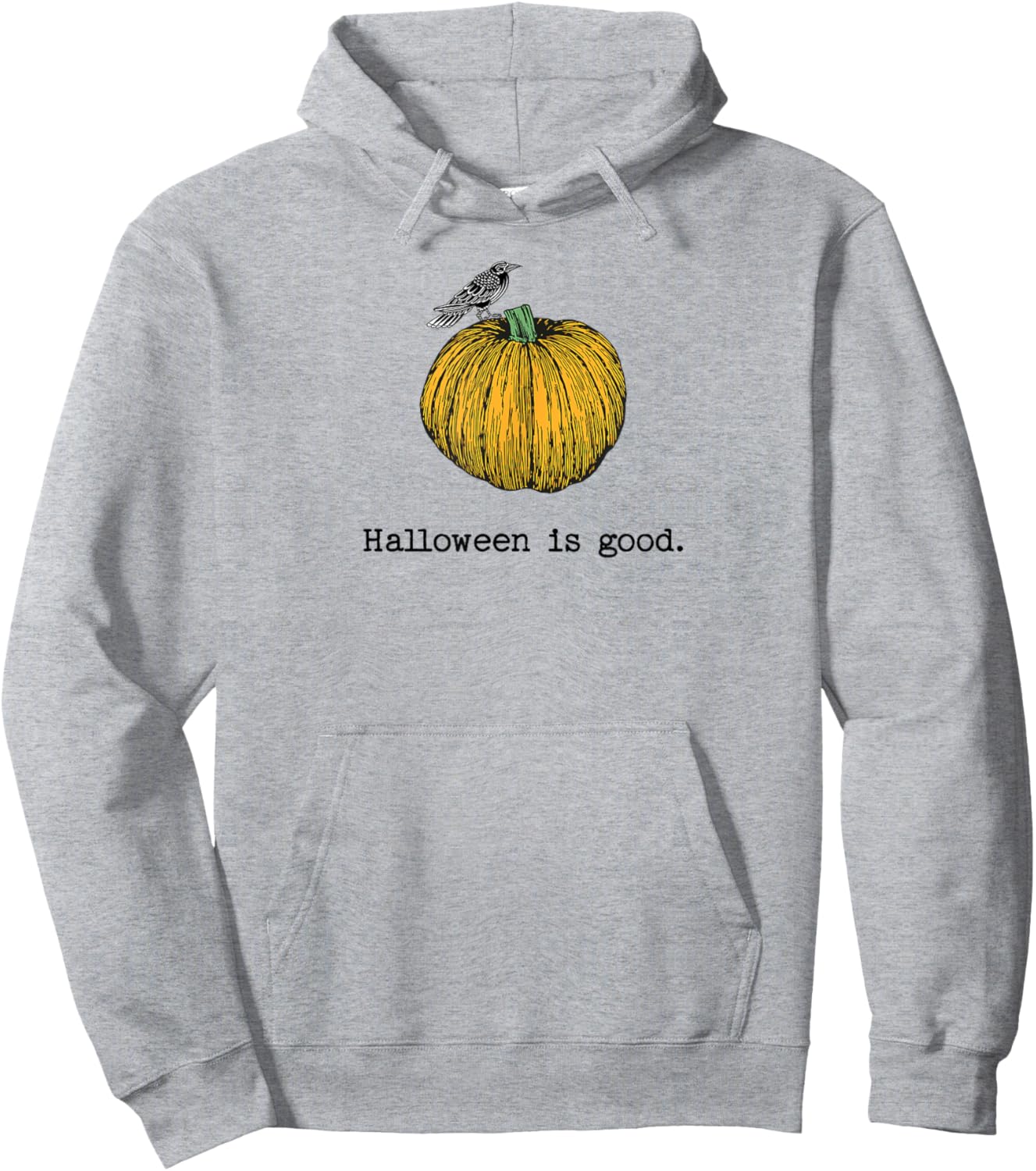 Cute Pumpkin Halloween Is Good and Life Crow bird Lover Hoodie - Hoodie | Ash