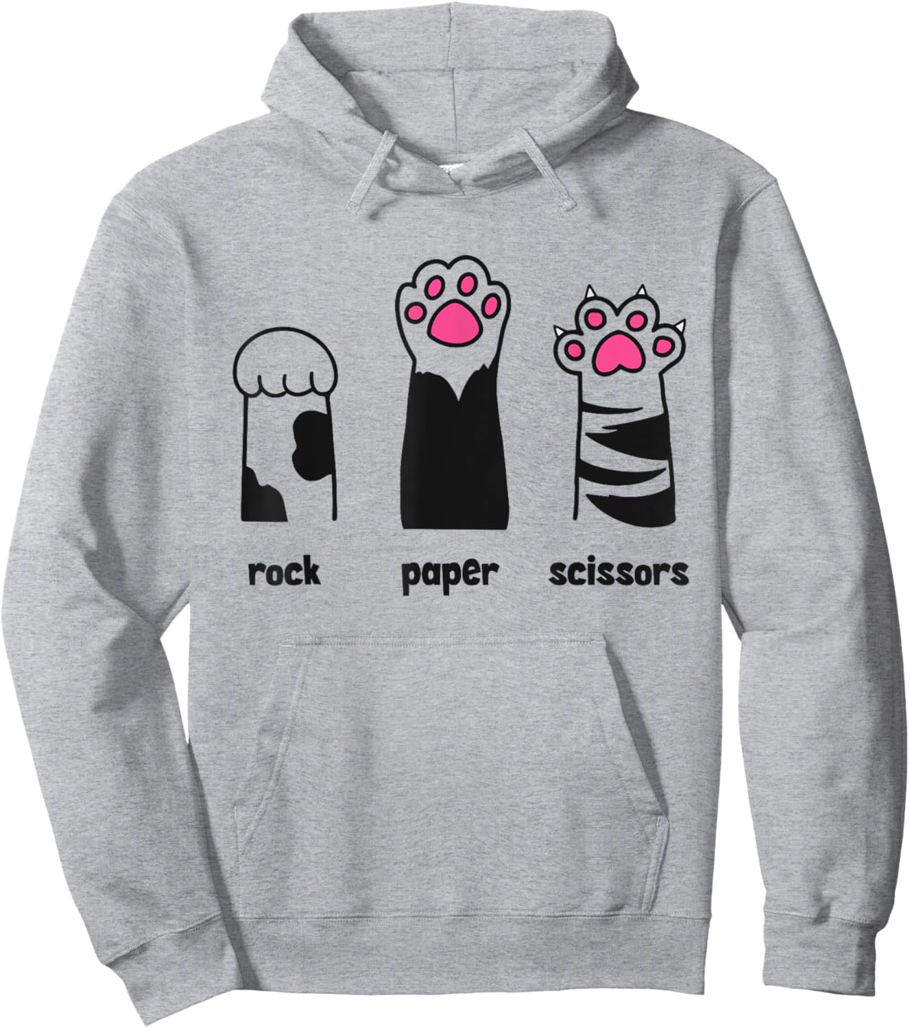 Funny Cat Rock Paper Scissors Throat Punch I Win Sarcastic Women Hoodie - Hoodie | Ash
