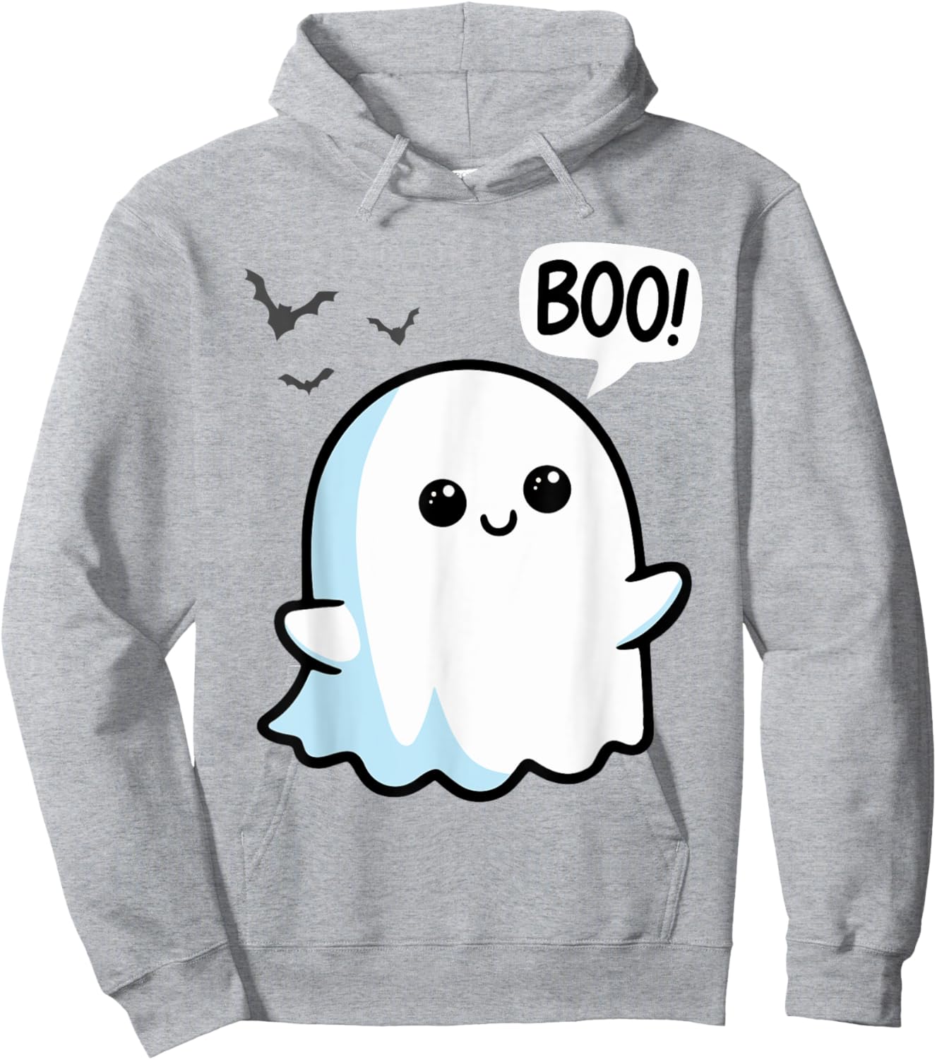 Ghost Saying Boo Spooky Halloween Cute toddler boys girls Hoodie - Hoodie | Ash