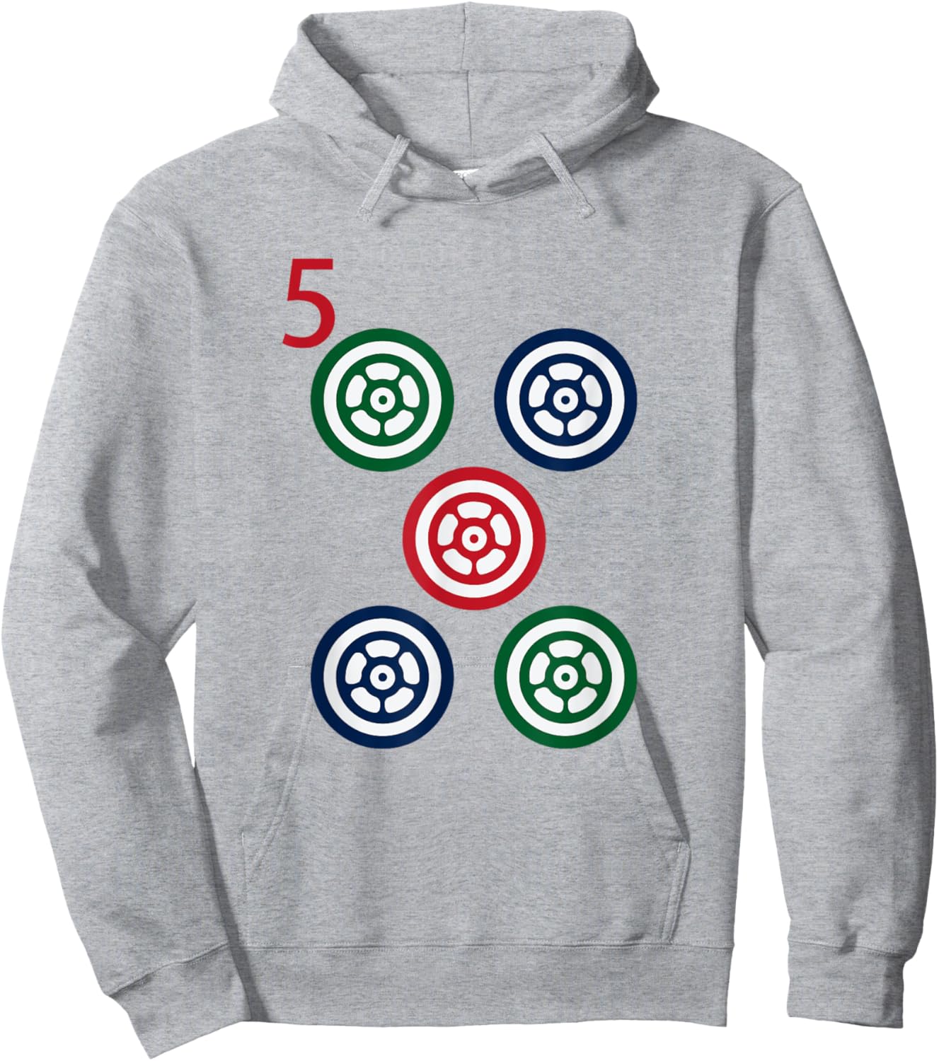 Chinese Mah Jong Dots Pinzu Five Tile Mahjong Costume Hoodie - Hoodie | Ash
