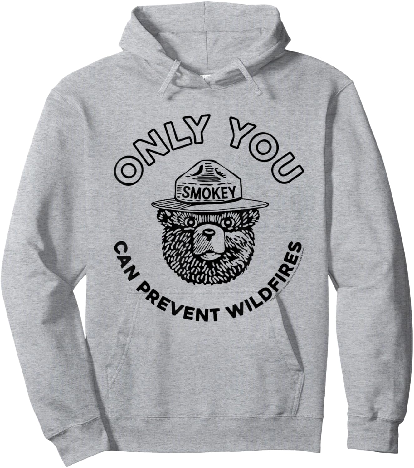 Smokey Bear Only You Can Prevent Forest Fires Minimal Logo Hoodie - Hoodie | Ash