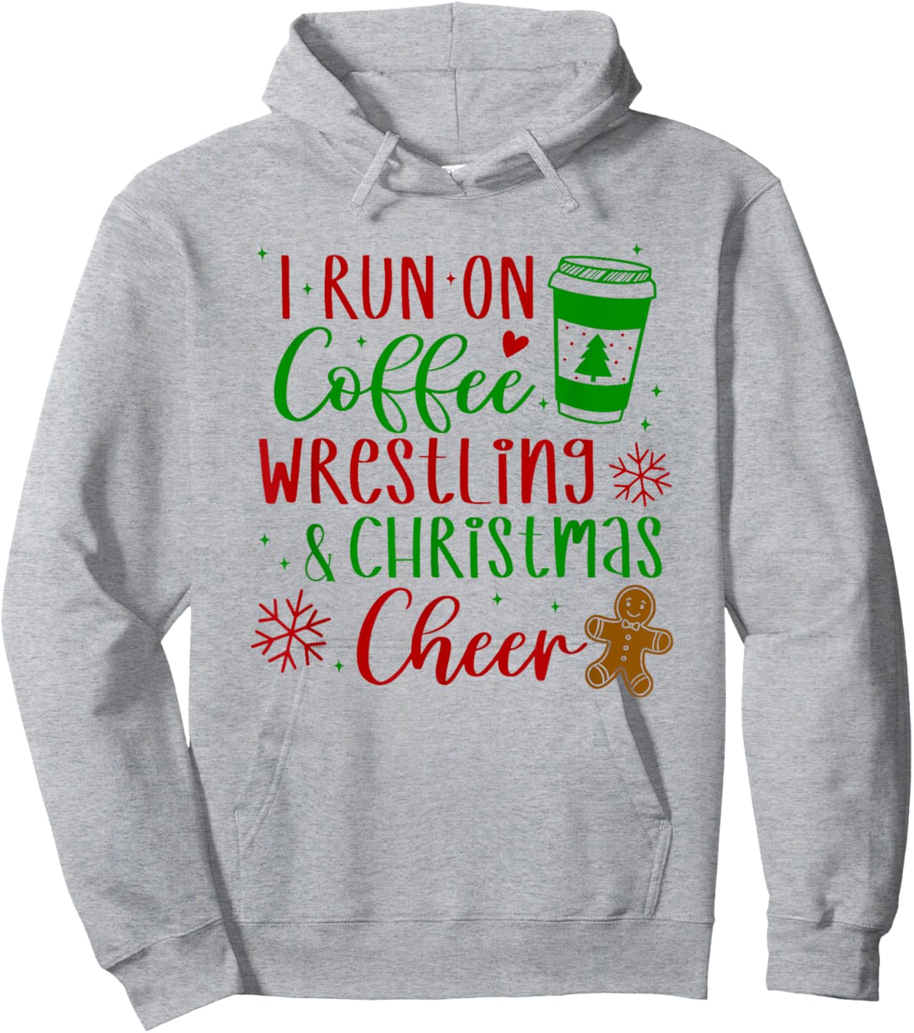 I Run on Coffee Wrestling and Christmas Cheer Hoodie - Hoodie | Ash