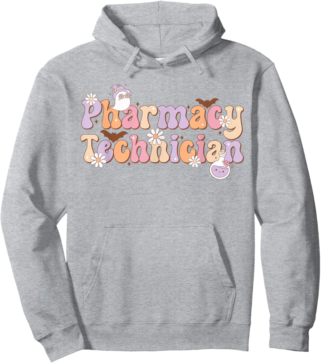 Retro Pharmacy Technician Halloween Spooky Pharmacy Tech Hoodie - Hoodie | Ash