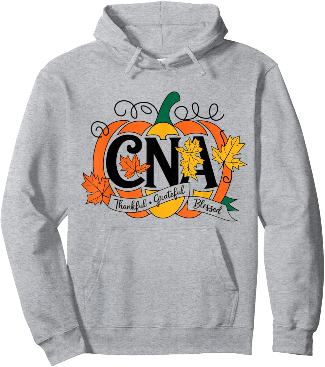 Autumn Fall Cna thanksgiving Grateful Blessed Pumpkin Hoodie - Hoodie | Ash