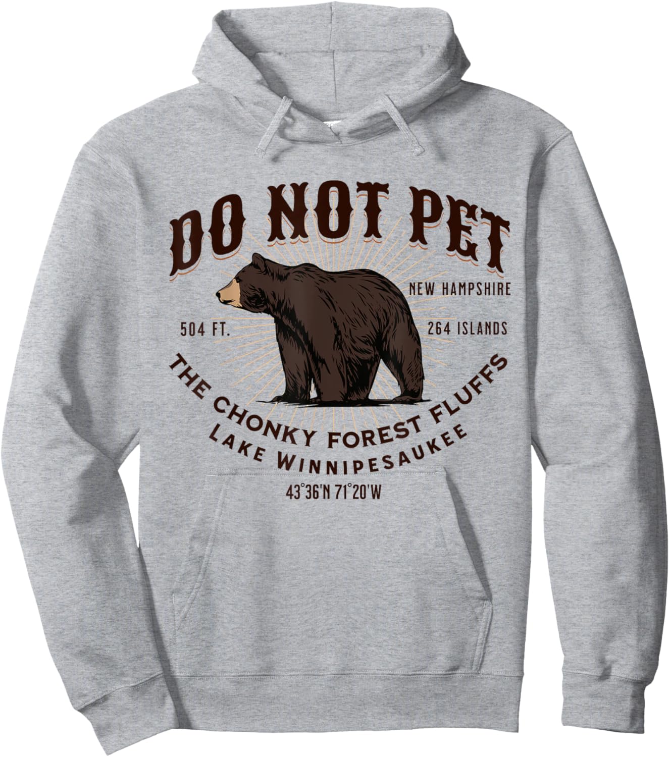 Lake Winnipesaukee New Hampshire Black Bear Funny Souvenir Hoodie - Hoodie | Ash