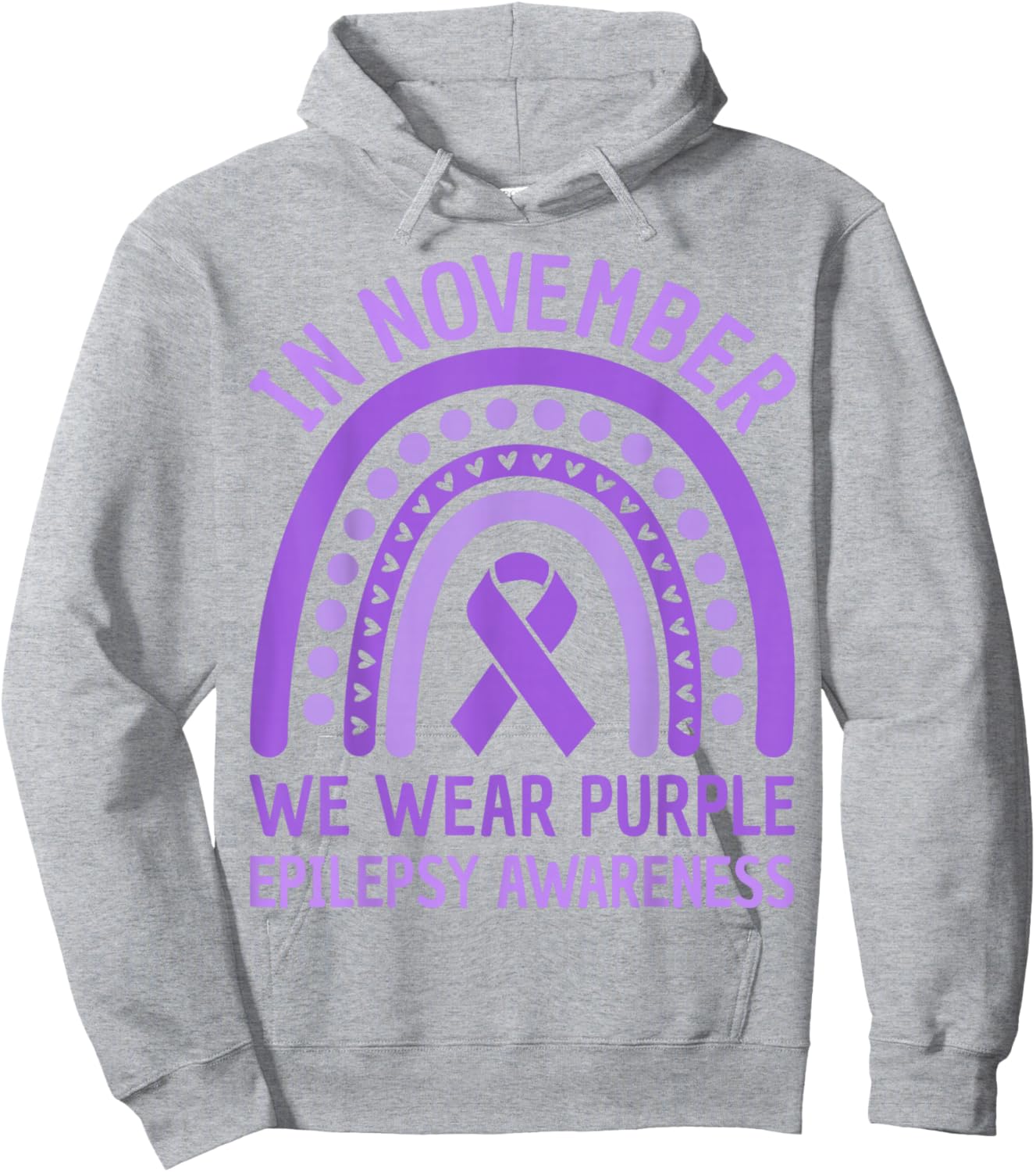 In November We Wear Purple Epilepsy Awareness Purple Ribbon Hoodie - Hoodie | Ash