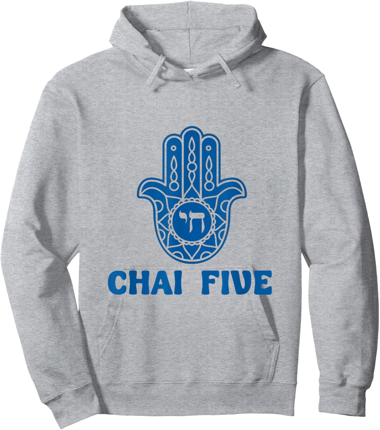 Chai Five Hamsa Hand Jewish Evil Eye Hebrew Good Luck Hoodie - Hoodie | Ash