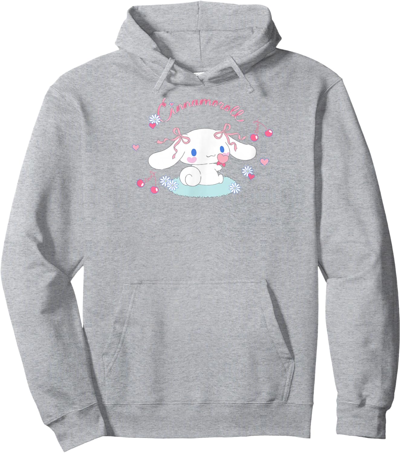 SANRIO Cinnamoroll Cherry Love , White, Small, Short Sleeve, Classic Fit, All Seasons Hoodie - Hoodie | Ash