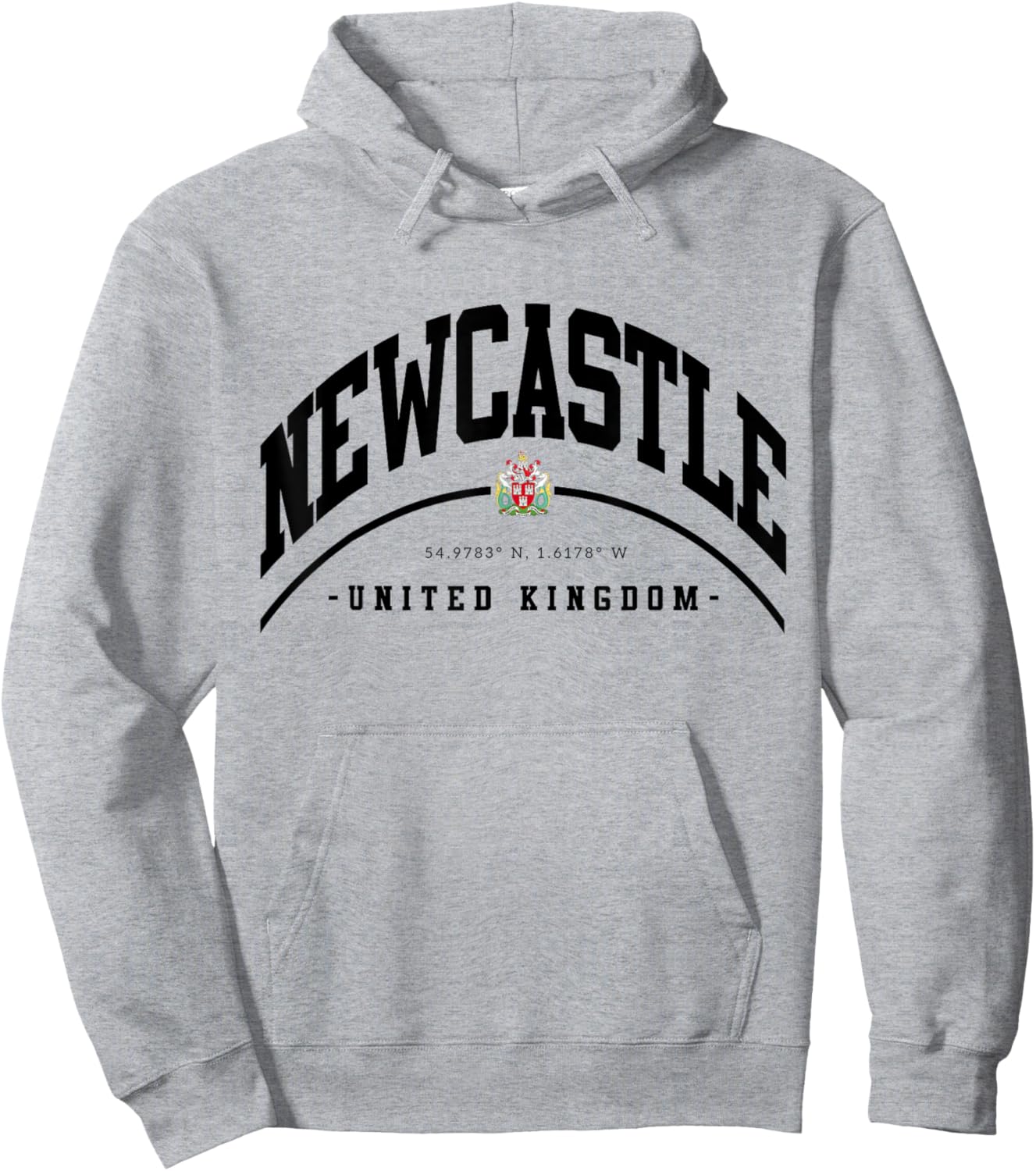 Newcastle United Football Club, White, Small, Short Sleeve, Classic, Casual, Letter Print, , Pull On Hoodie - Hoodie | Ash