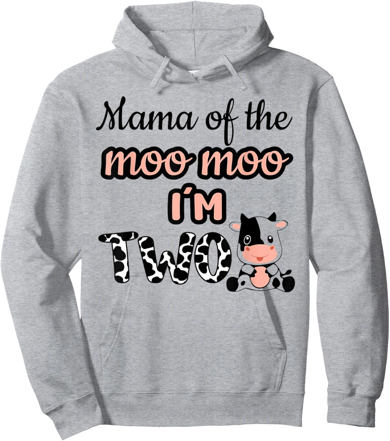 Mama of the Moo Moo I'm Two Cow Farm Animal 2nd Birthday Hoodie - Hoodie | Ash