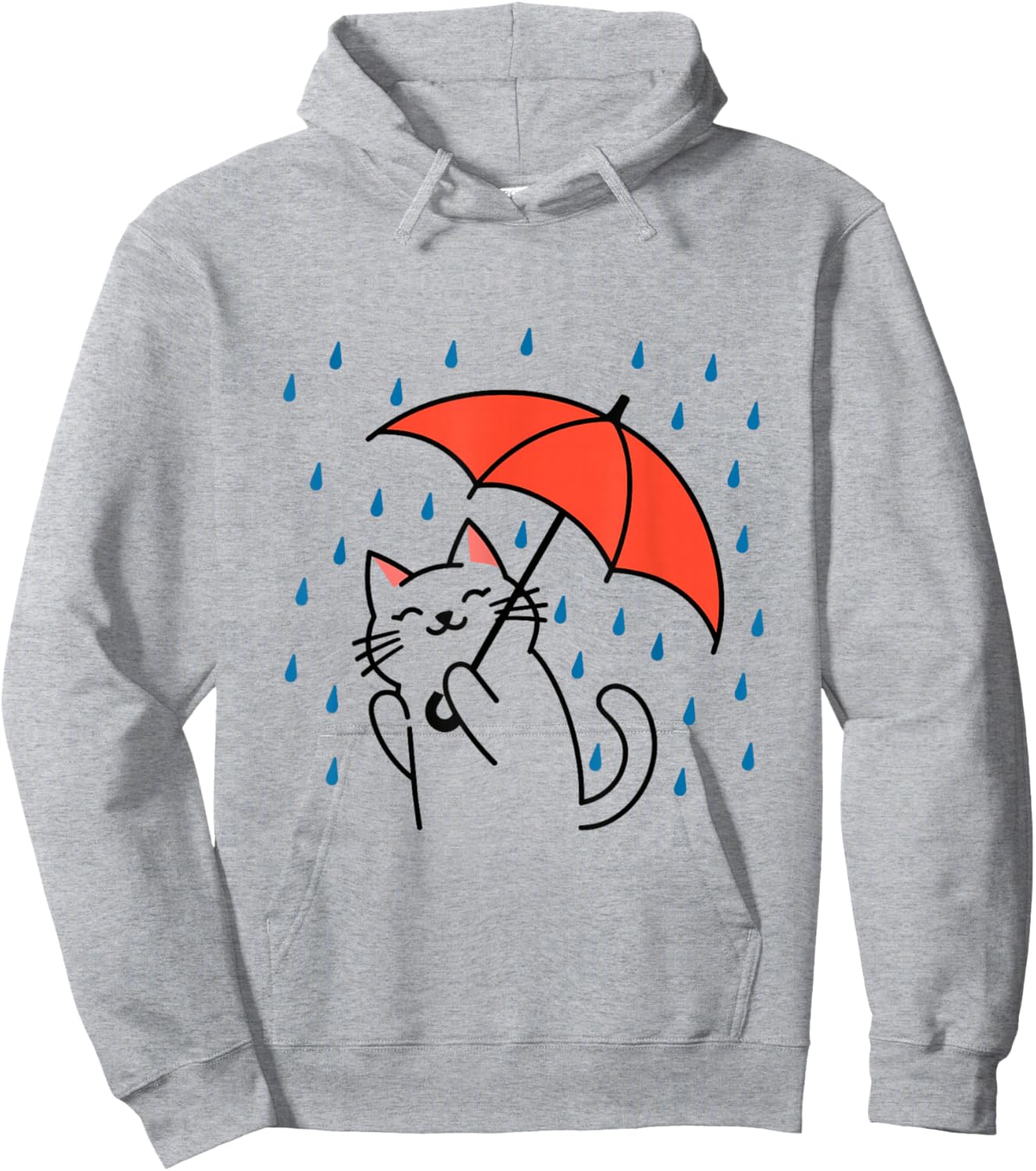 Raining Cat Under Umbrella Autumn Cat Hoodie - Hoodie | Ash