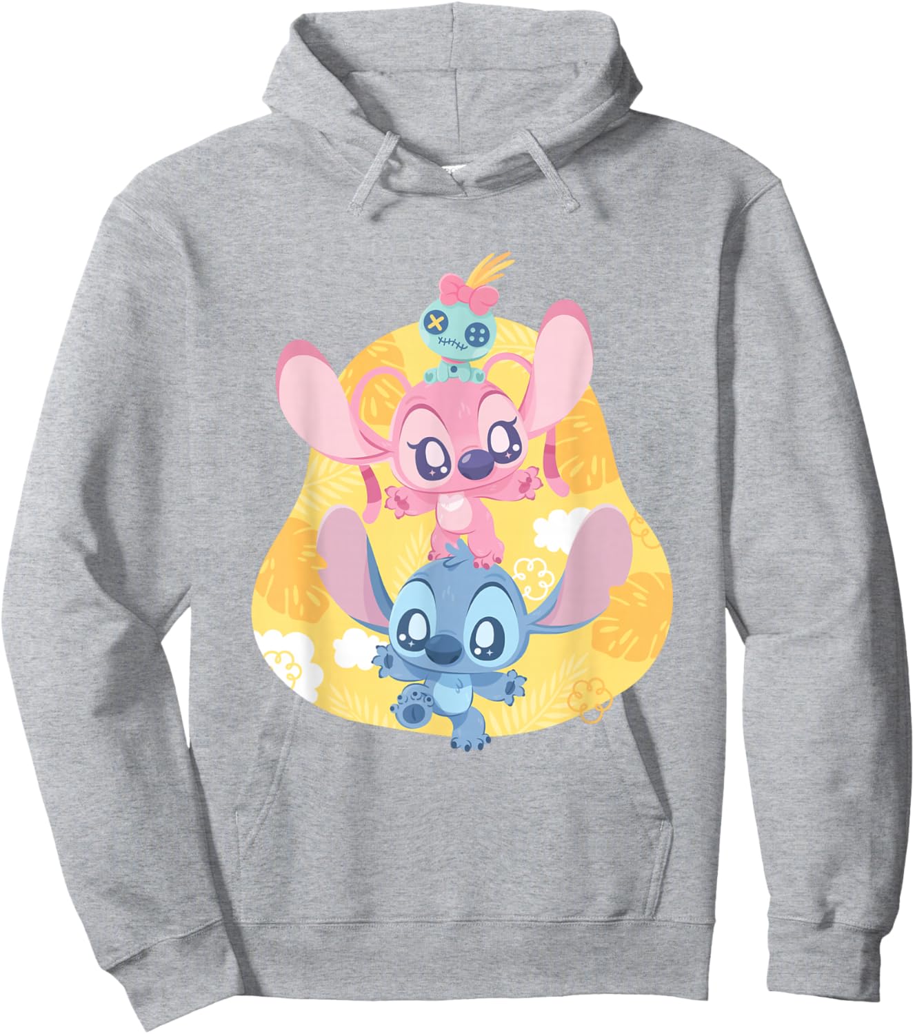 Disney Lilo & Stitch Cute Baby Stitch Angel Playing Logo Hoodie - Hoodie | Ash