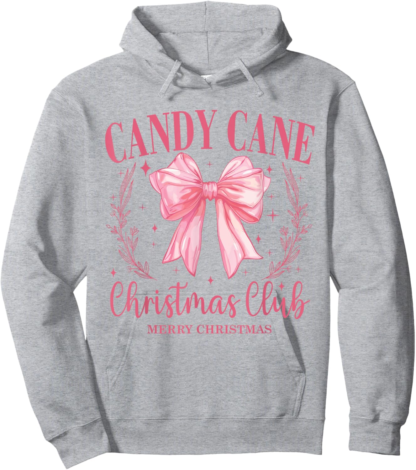 Candy Cane Christmas Club Pink Bow Vintage Christmas Hoodie - Hoodie | Ash