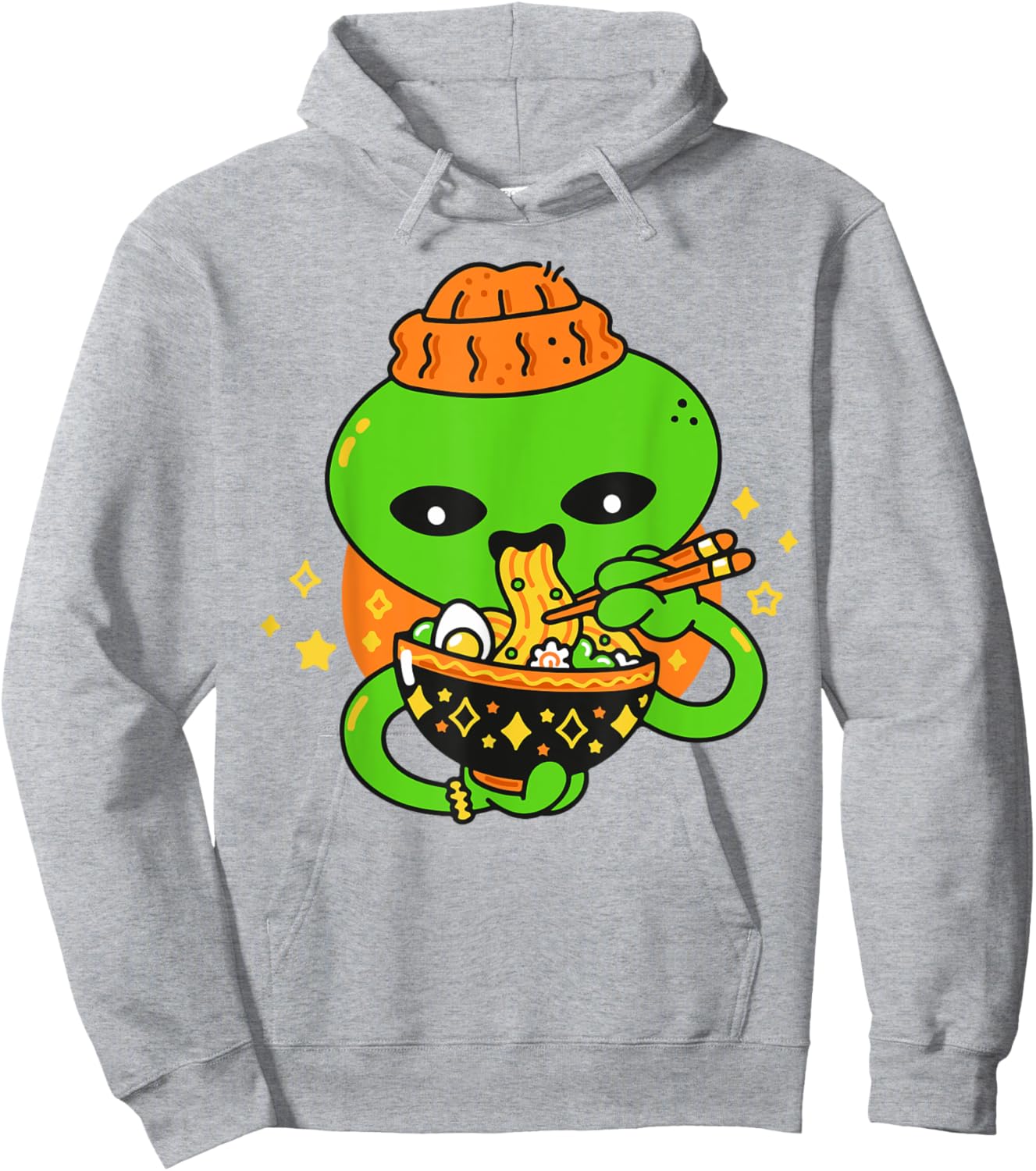 Kawaii Alien Eating Ramen Baby Boy Toddler Cute Funny Noodle Hoodie - Hoodie | Ash