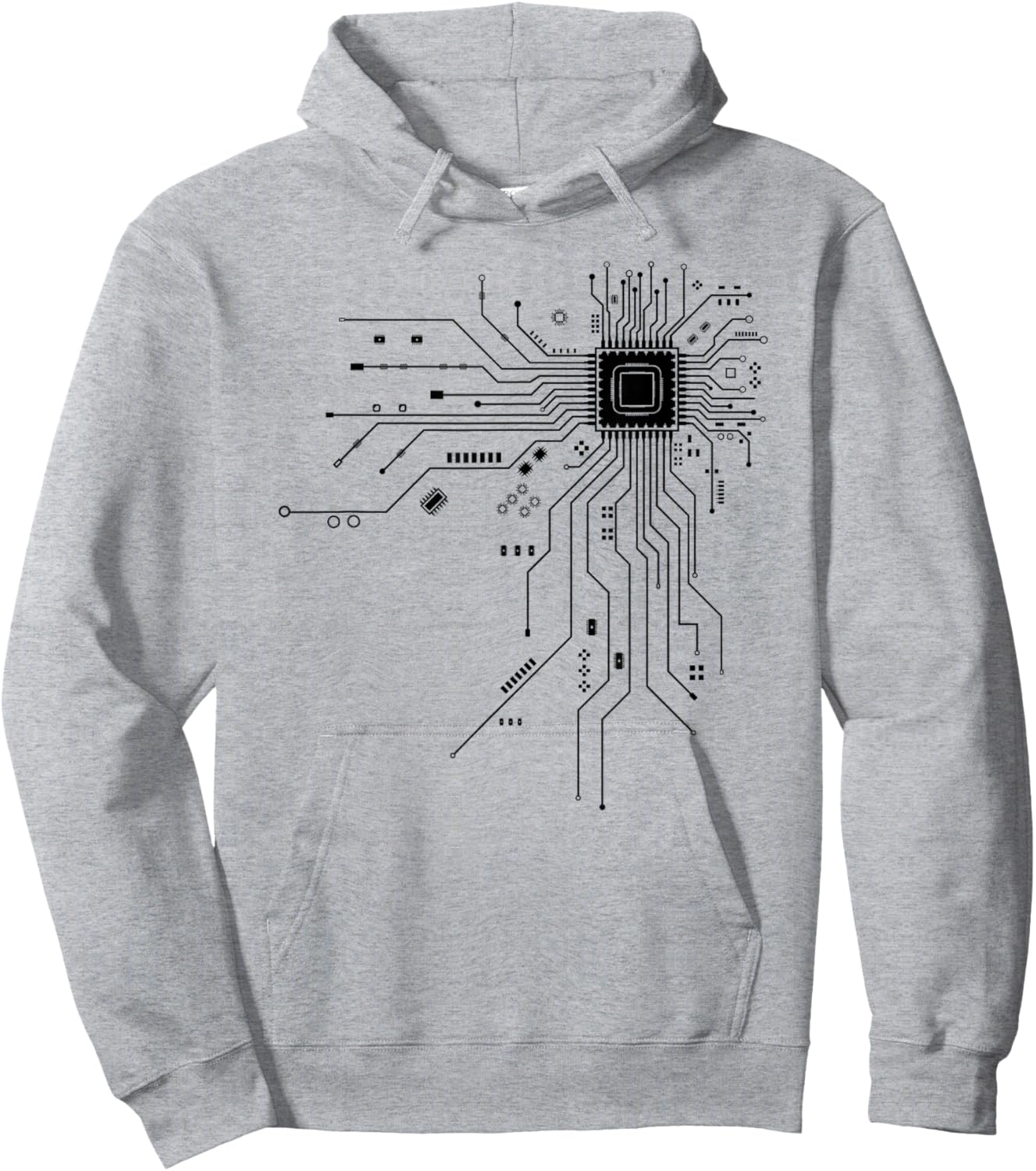 Funny Computer Geek PCB Design CPU Chip Board Hoodie - Hoodie | Ash