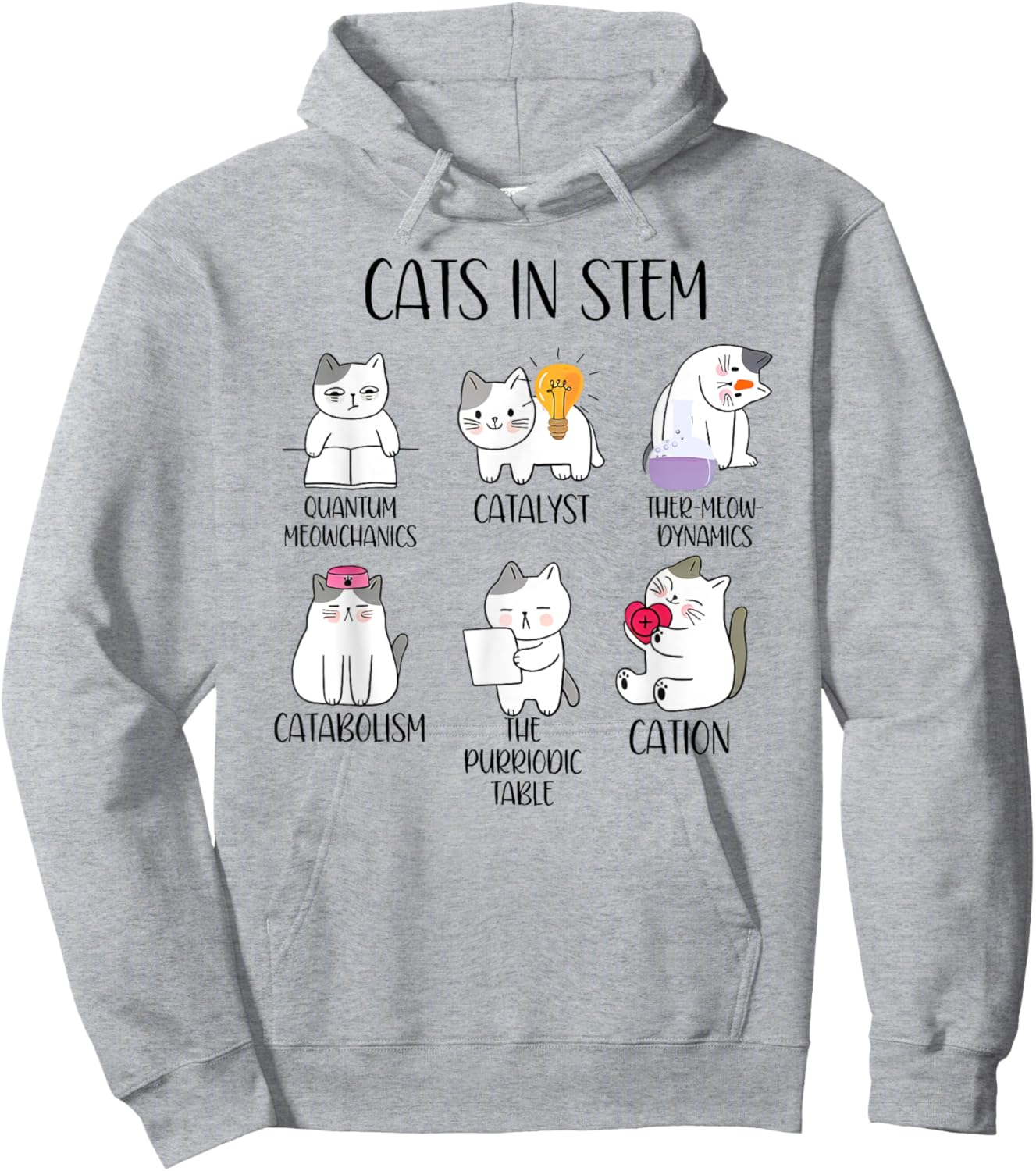 cats in stem funny science meme scientist nerd cat lover Men Women Hoodie - Hoodie | Ash