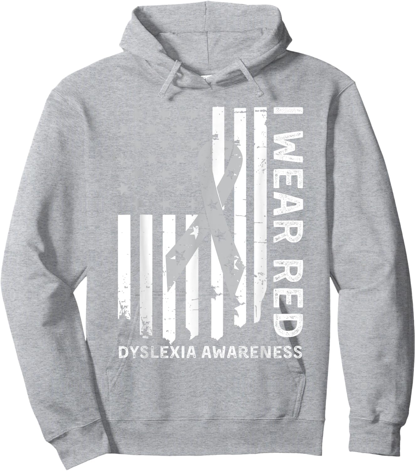 I Wear Red For Dyslexia Awareness Month Dyslexia Flag Hoodie - Hoodie | Ash