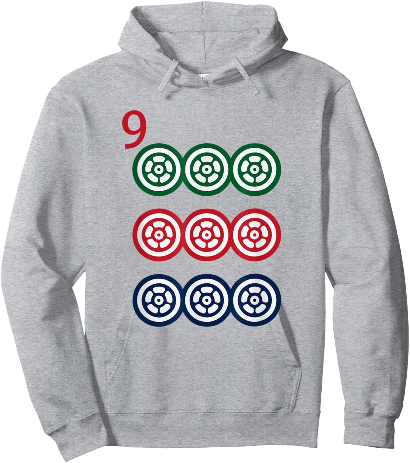 Chinese Mah Jong Dots Pinzu Nine Tile Mahjong Costume Hoodie - Hoodie | Ash