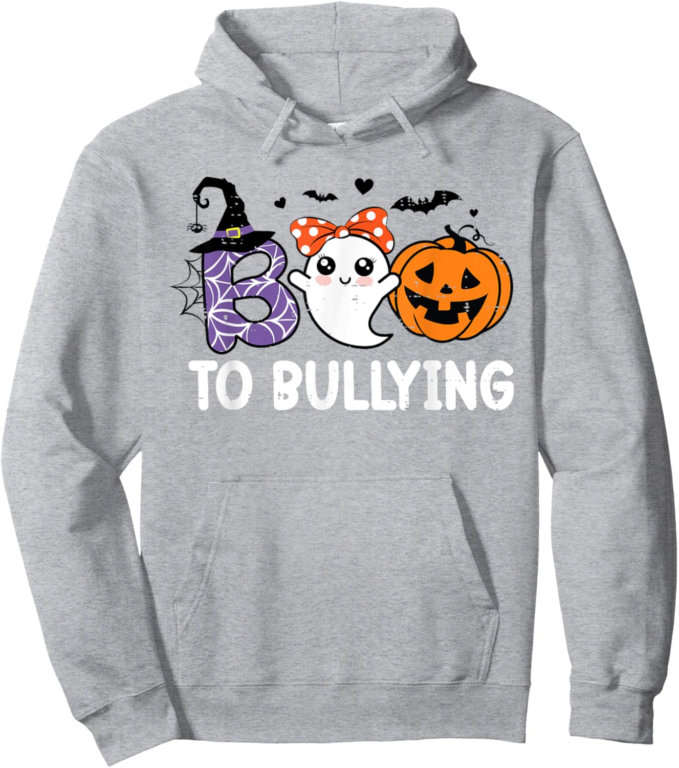 Boo To Bullying Ghost Pumpkin Anti Bullying Unity Day Orange Hoodie - Hoodie | Ash