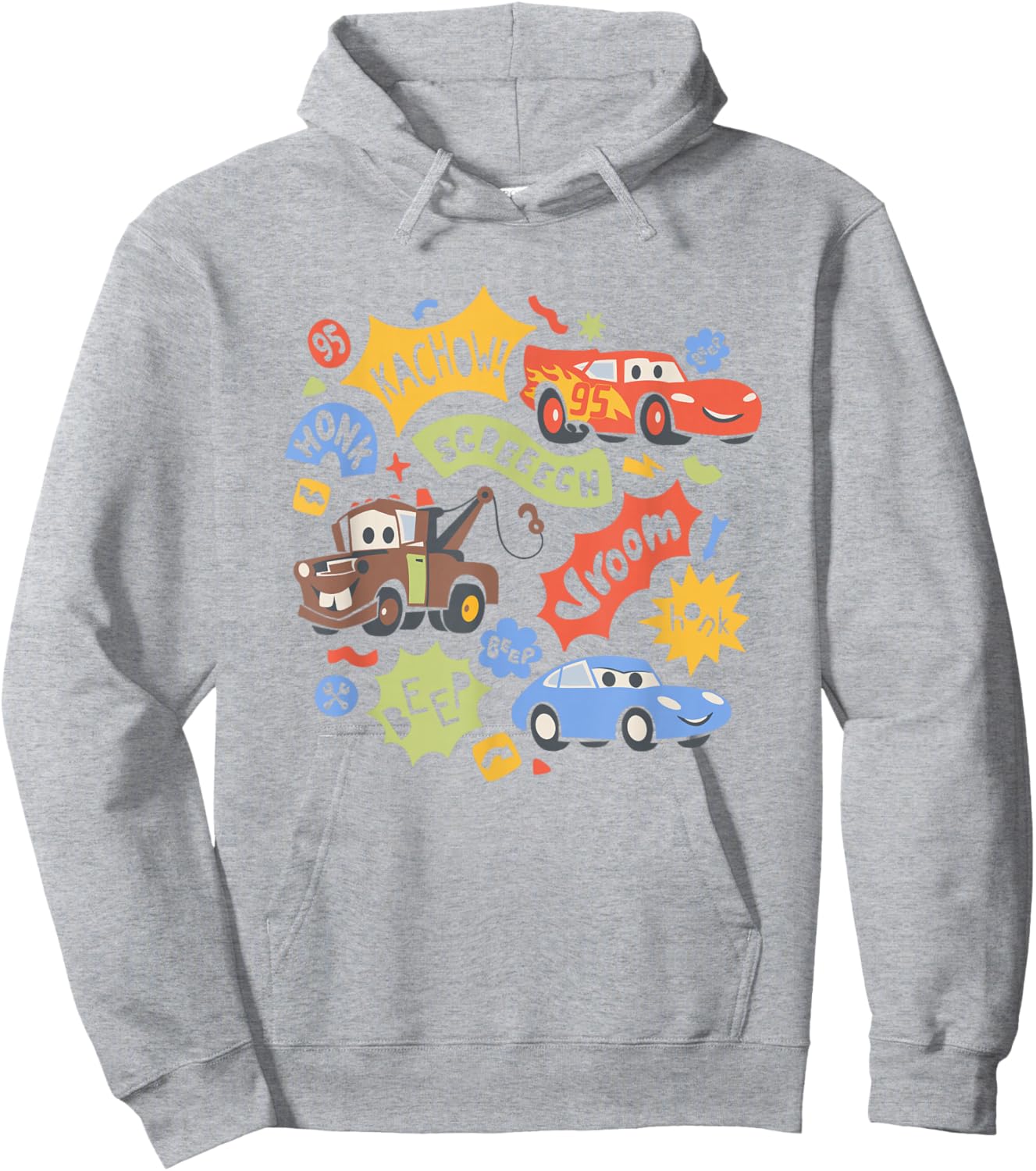 Disney Pixar Cars 2 McQueen Mater Sally Kachow Chest Logo Hoodie - Hoodie | Ash
