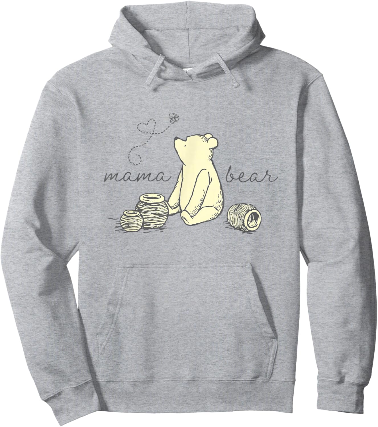 Disney Winnie the Pooh Mama Bear Cute Pooh Big Chest Logo Hoodie - Hoodie | Ash