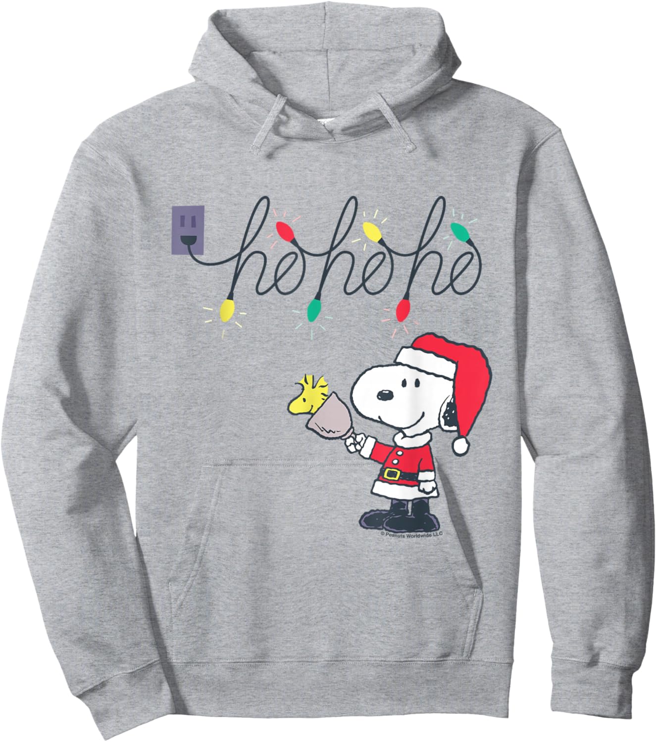 Peanuts Christmas Santa Snoopy Ho Ho Ho Hoodie - Hoodie | Ash