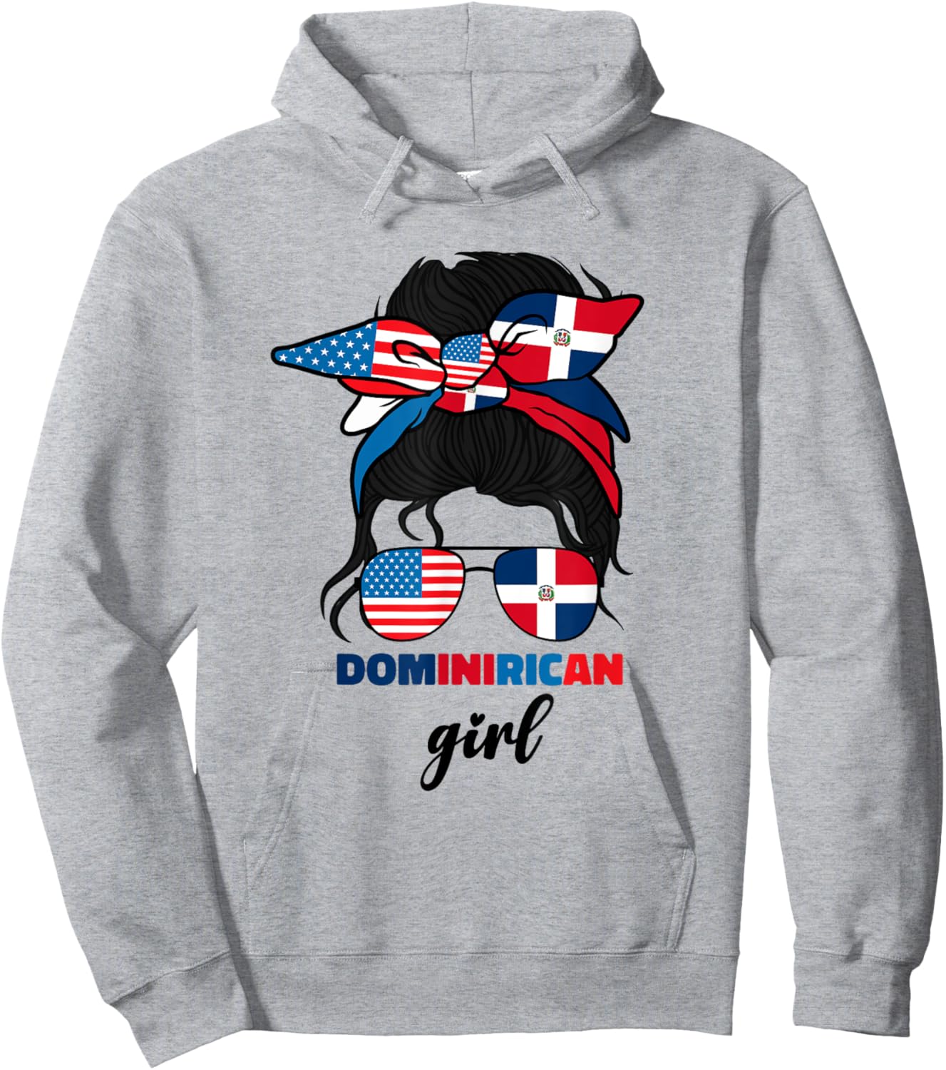 Half Dominican And American Dominicana Republic Flag Girl Hoodie - Hoodie | Ash