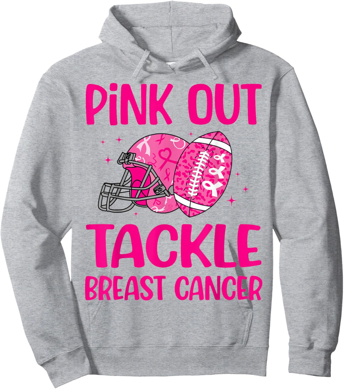 American Football Pink Out Tackle Breast Cancer Awareness Hoodie - Hoodie | Ash
