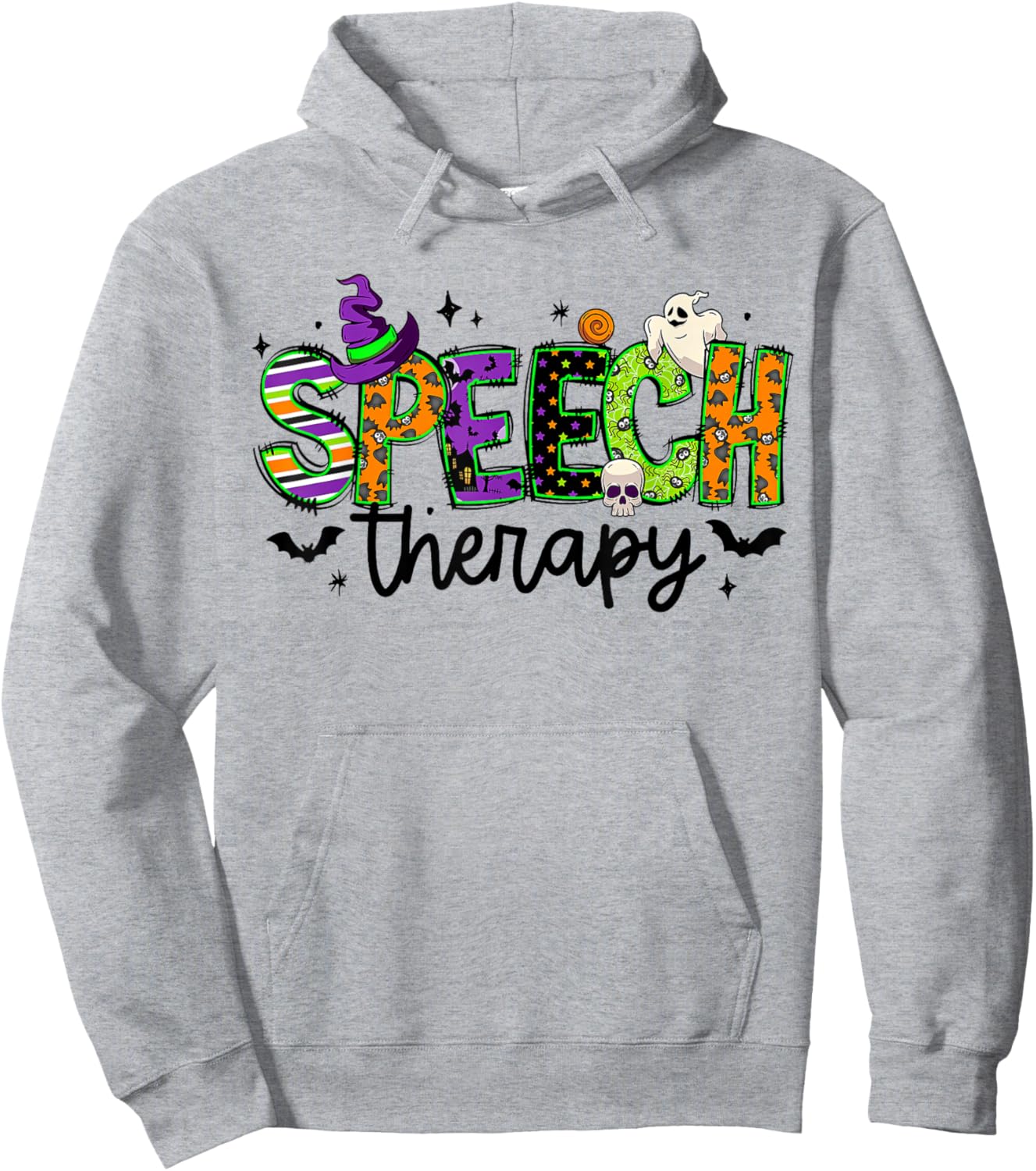 Halloween Speech Therapy Groovy Speech Language Pathologist Hoodie - Hoodie | Ash