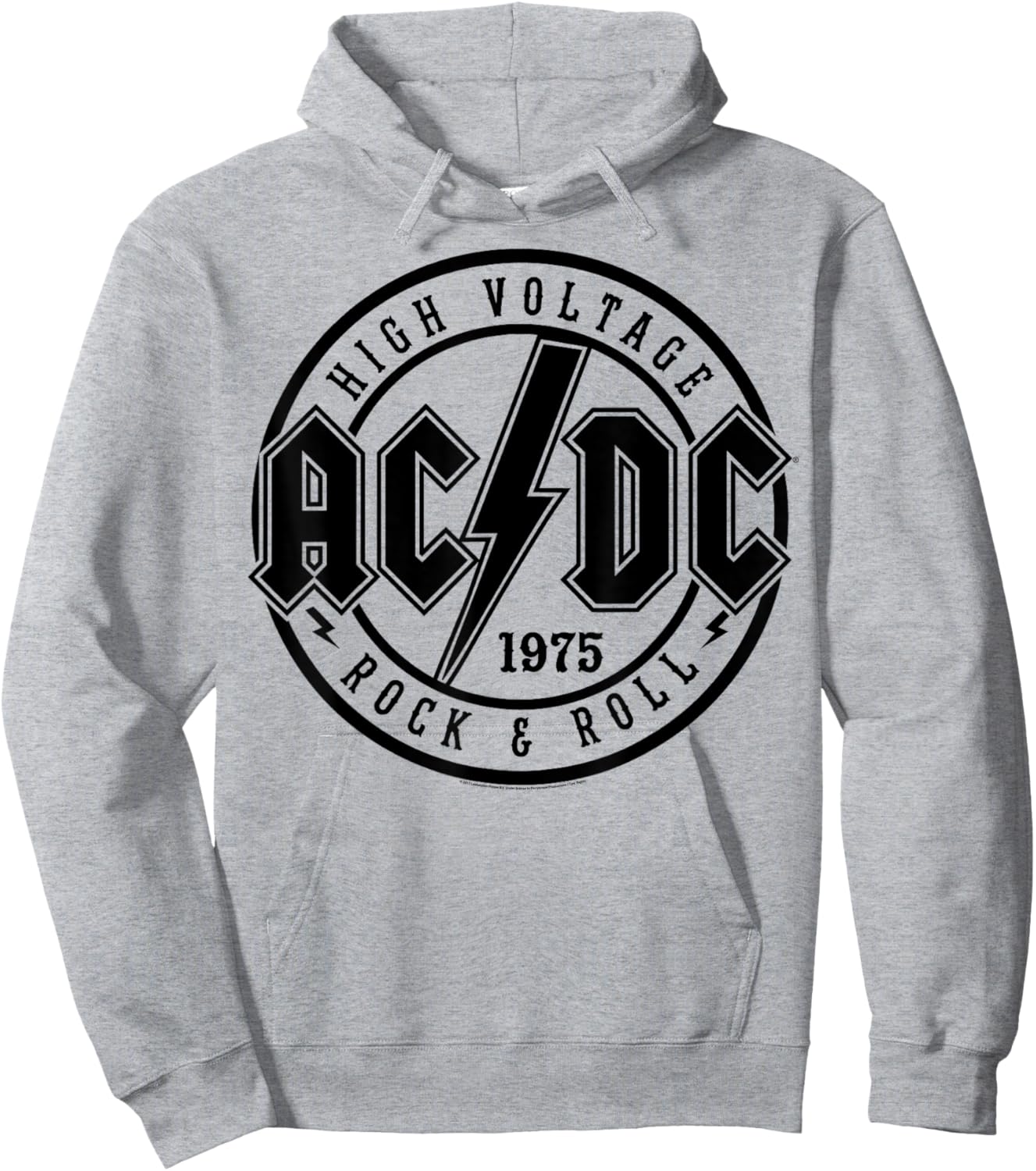 AC/DC Classic White Cotton - Rock & Roll, Adult, Short Sleeve Hoodie - Hoodie | Ash