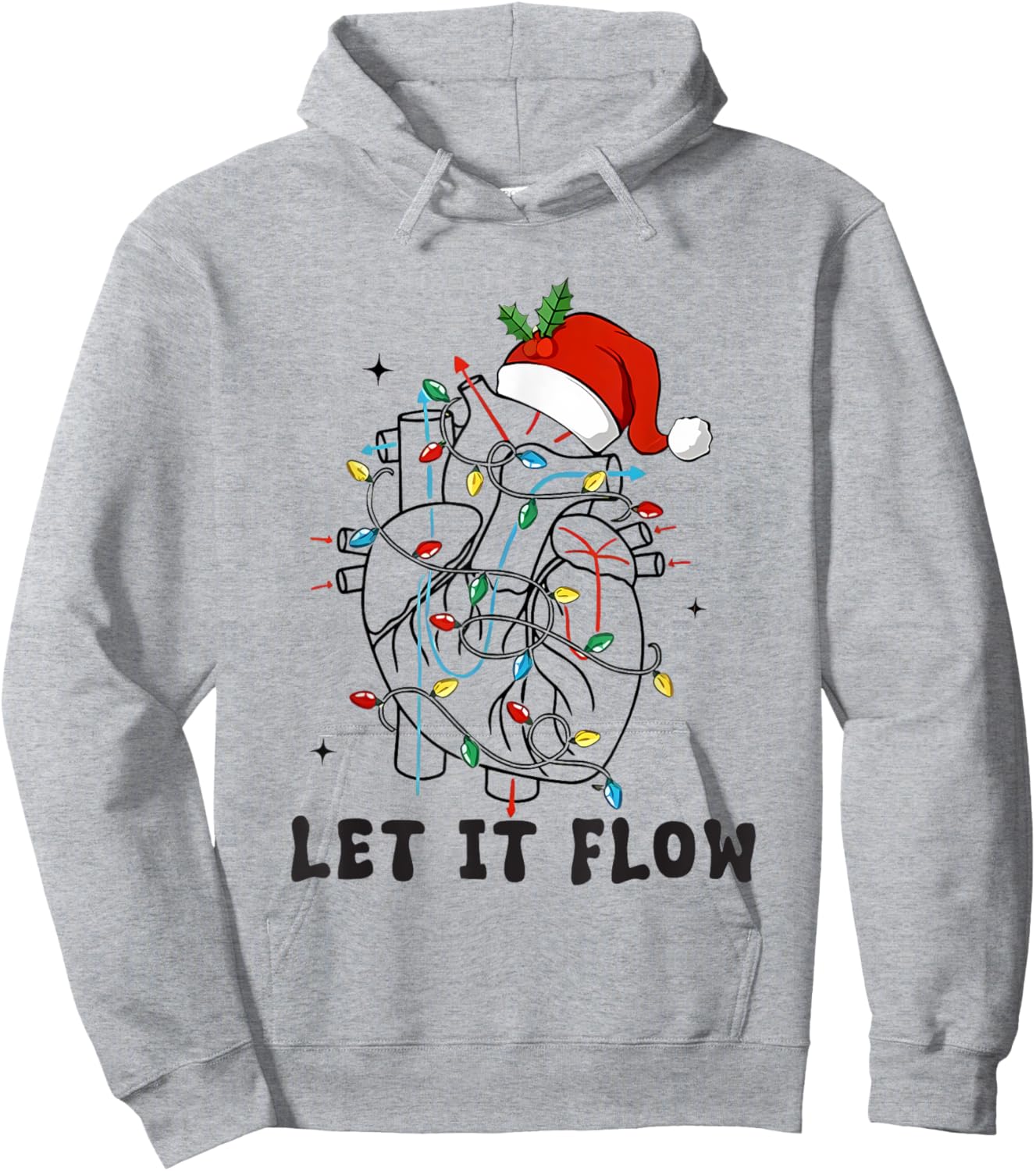 Christmas Cardiac Nurse Heart Anatomy Cath Lab CVICU Cv Icu Hoodie - Hoodie | Ash