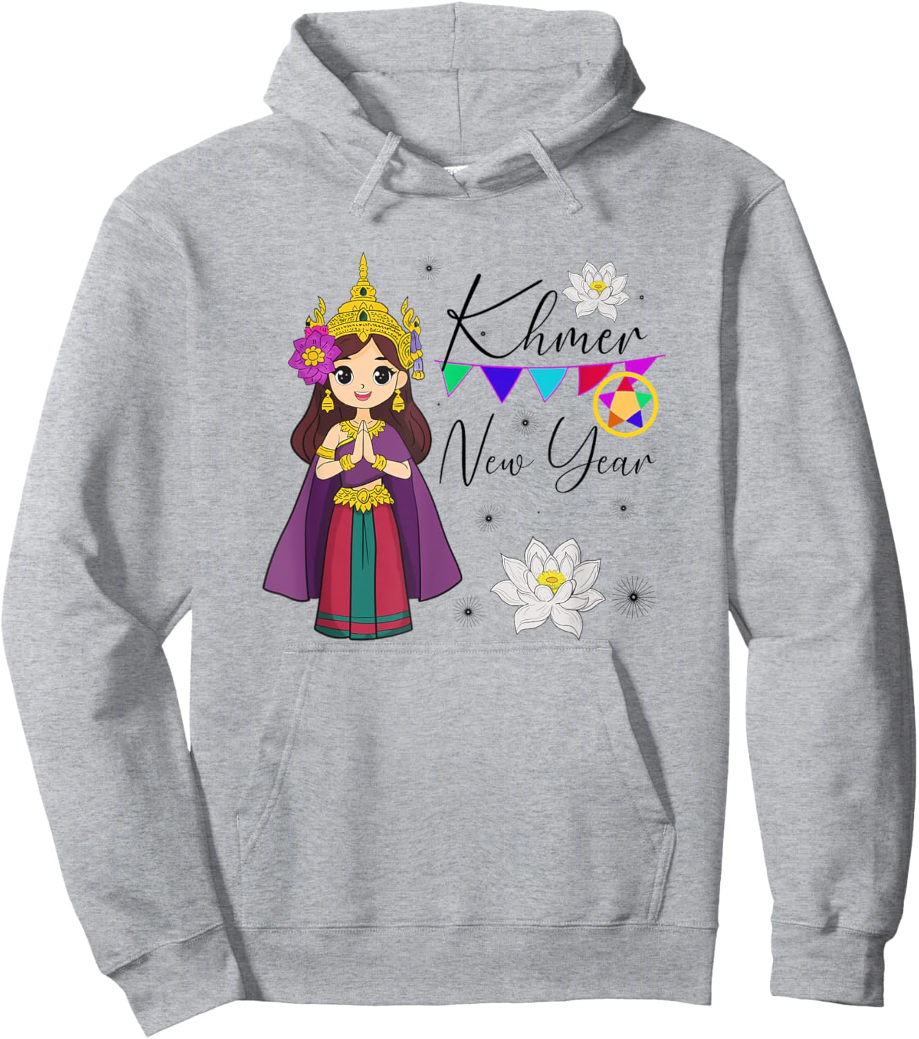 Cambodia Cambodian Girl Happy Khmer New Year Hoodie - Hoodie | Ash