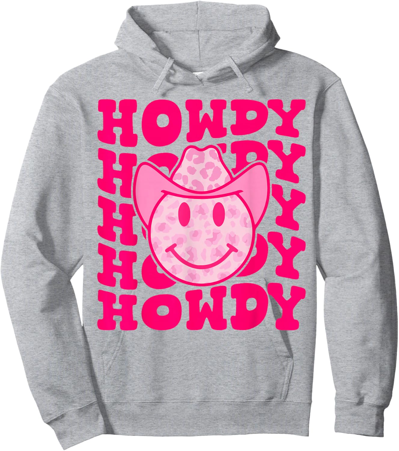 Pink Howdy Smile Face Rodeo Western Country Southern Cowgirl Hoodie - Hoodie | Ash