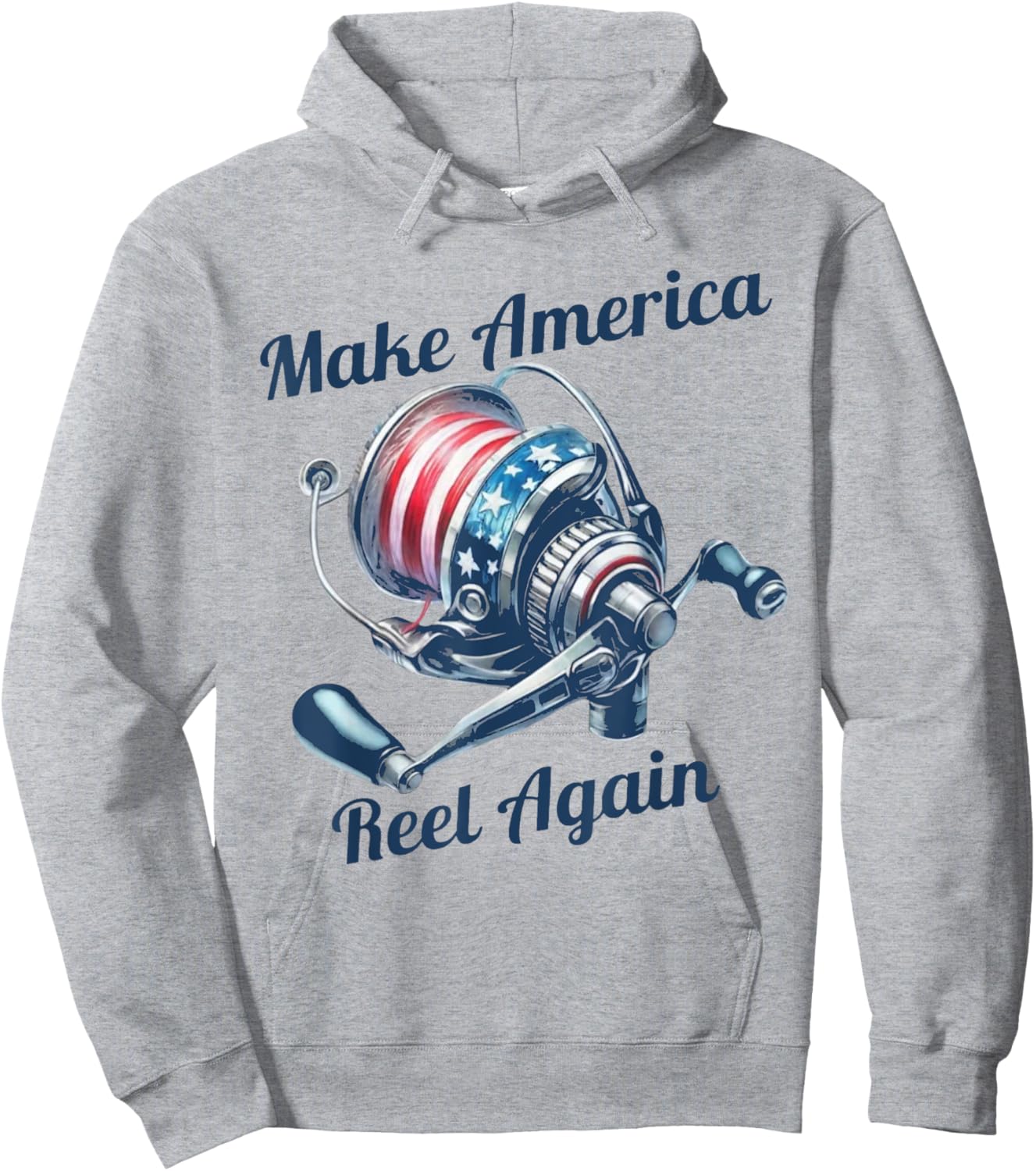 Make America Reel Again Funny Fishing Hoodie - Hoodie | Ash