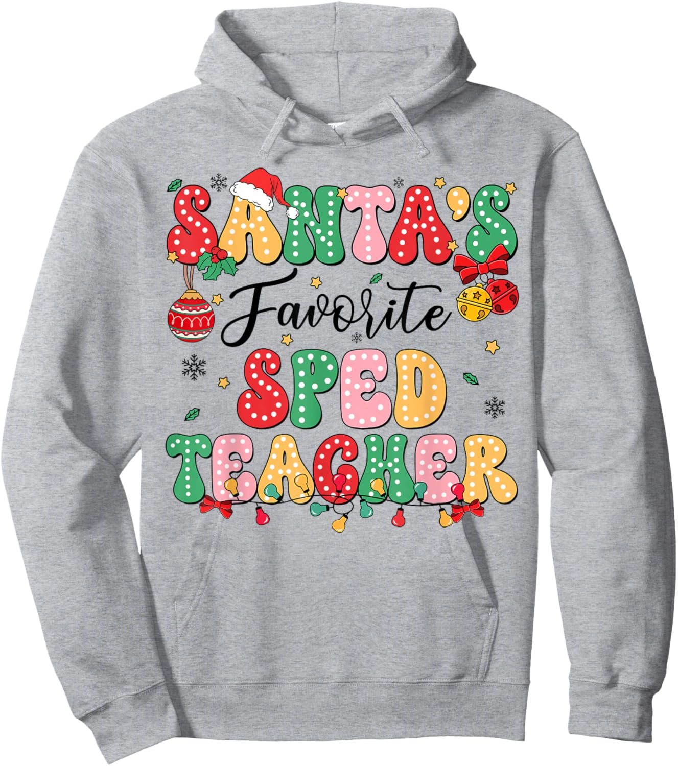 Santa's Favorite SPED Teacher Retro Matching Christmas Group Hoodie - Hoodie | Ash