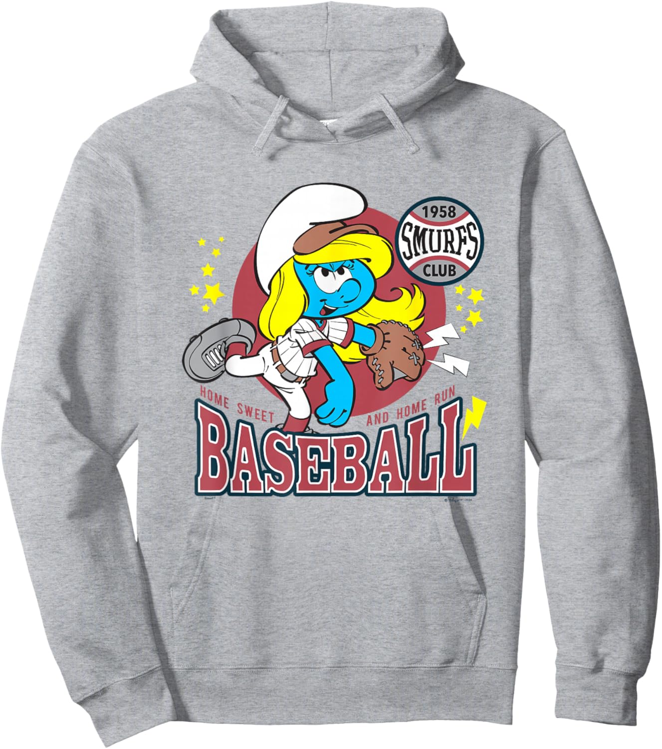 The Smurfs Baseball Home Sweet And Home Run Hoodie - Hoodie | Ash