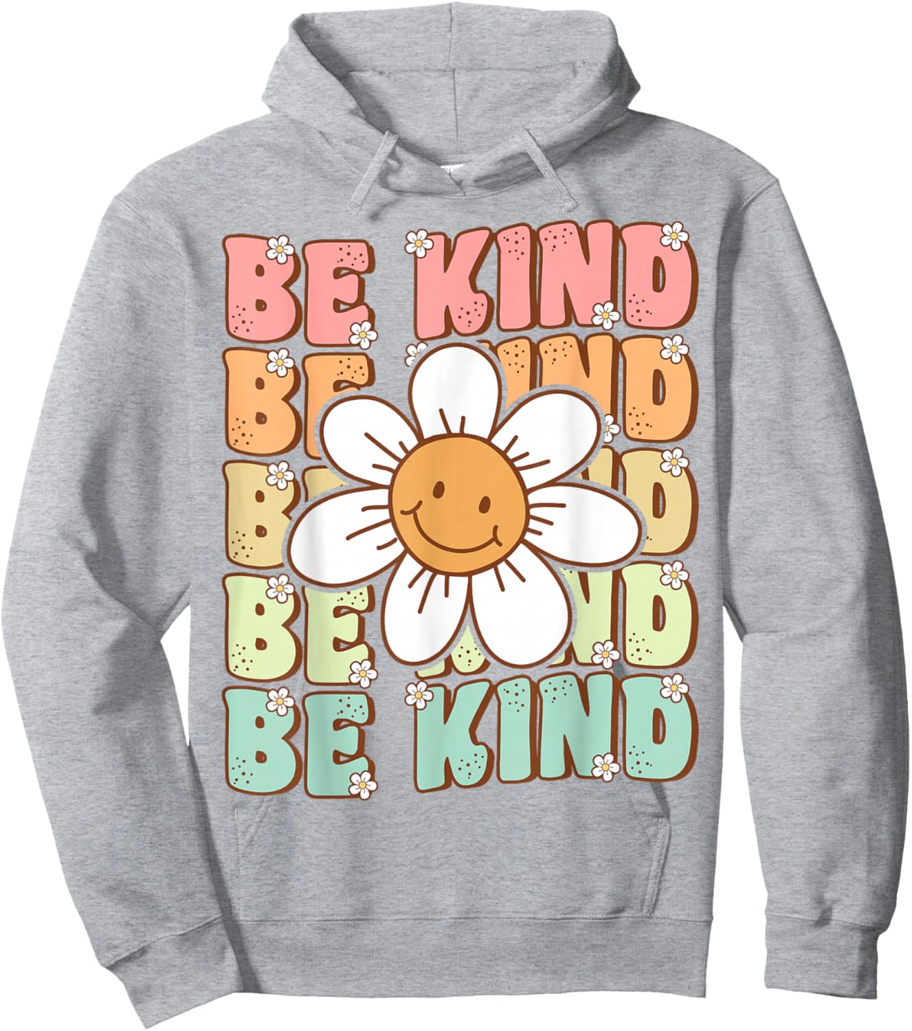 Groovy Be Kind Retro Cute Daisy Flower Positivity Kindness Hoodie - Hoodie | Ash