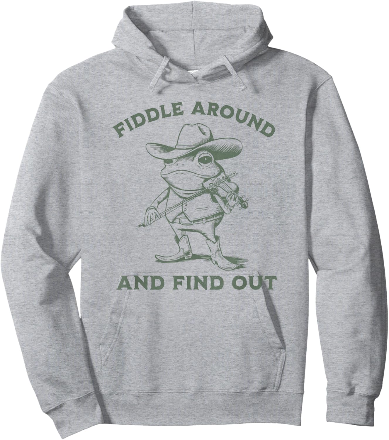 Funny Frog Fiddle Around and Find Out Cowboy Country Music Hoodie - Hoodie | Ash