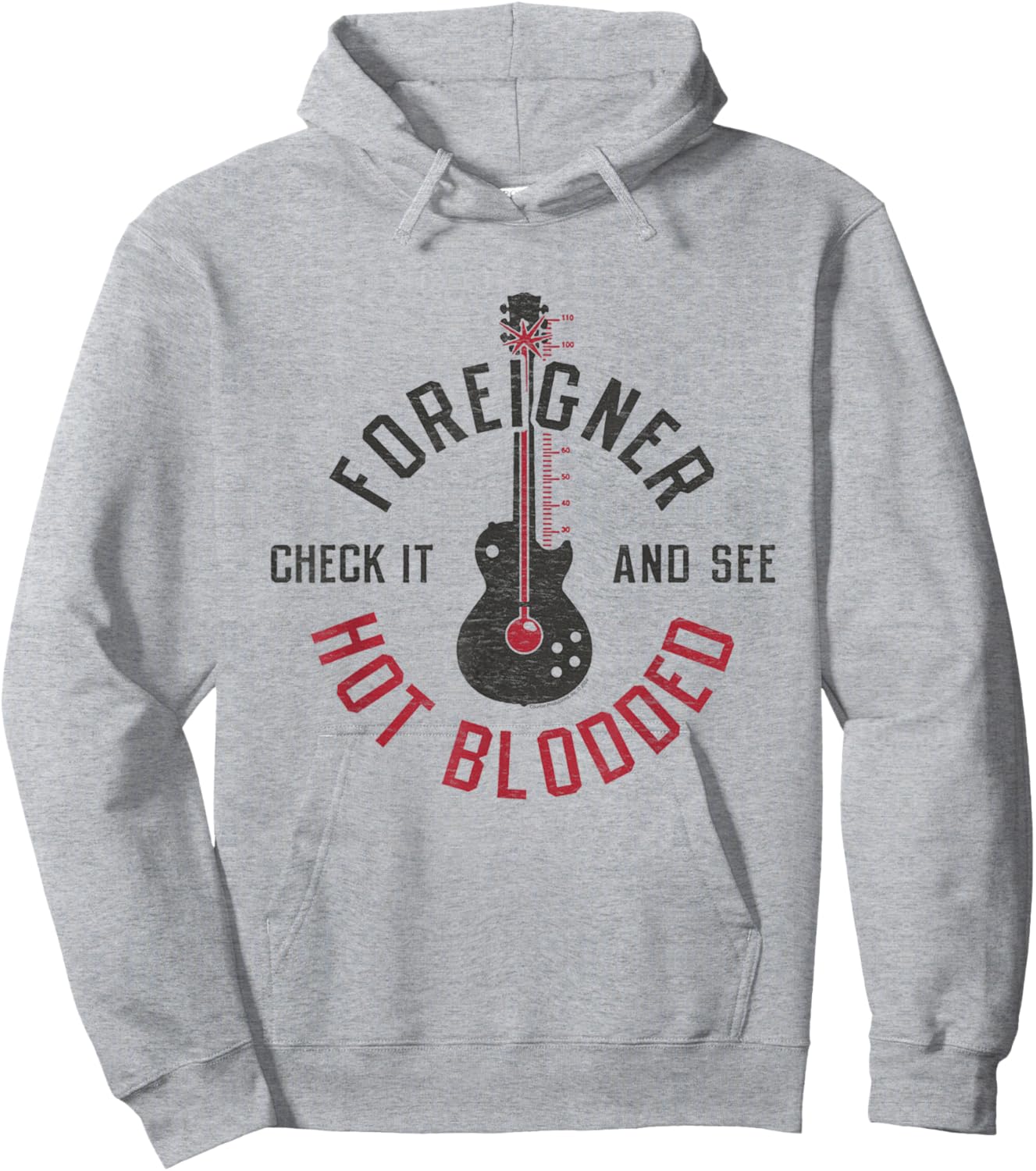 Foreigner Hot Blooded Guitar Thermometer Classic Rock Band Hoodie - Hoodie | Ash