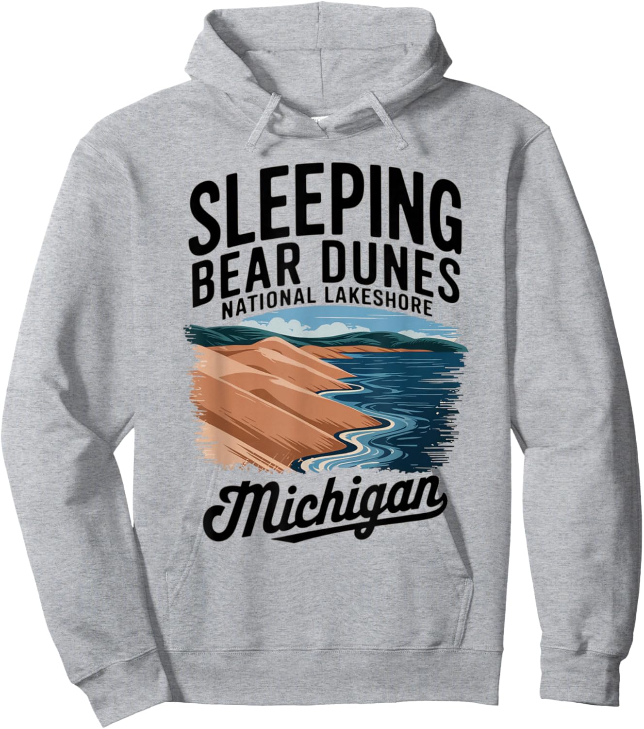 Explore Michigan's Iconic Sleeping Bear Dunes Hoodie - Hoodie | Ash