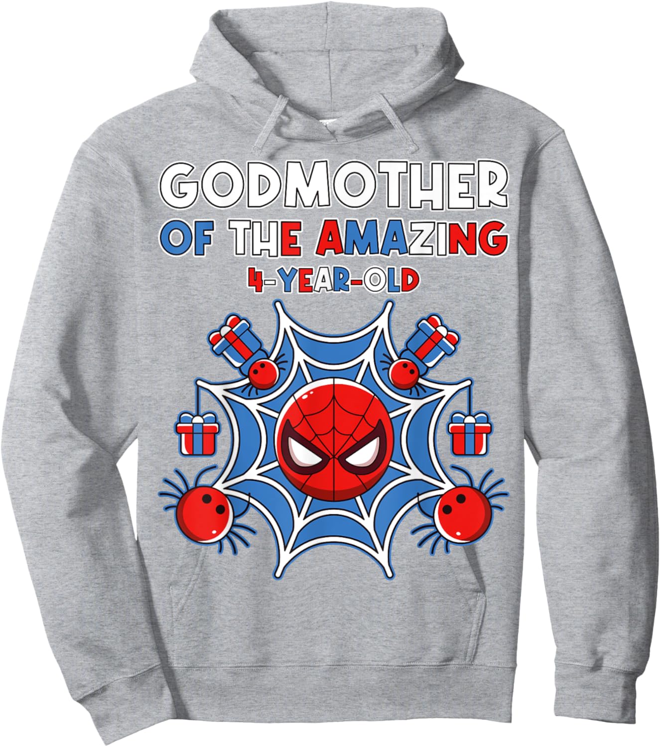 Godmother of Amazing 4-Year-Old Spider Theme Party Outfit Hoodie - Hoodie | Ash