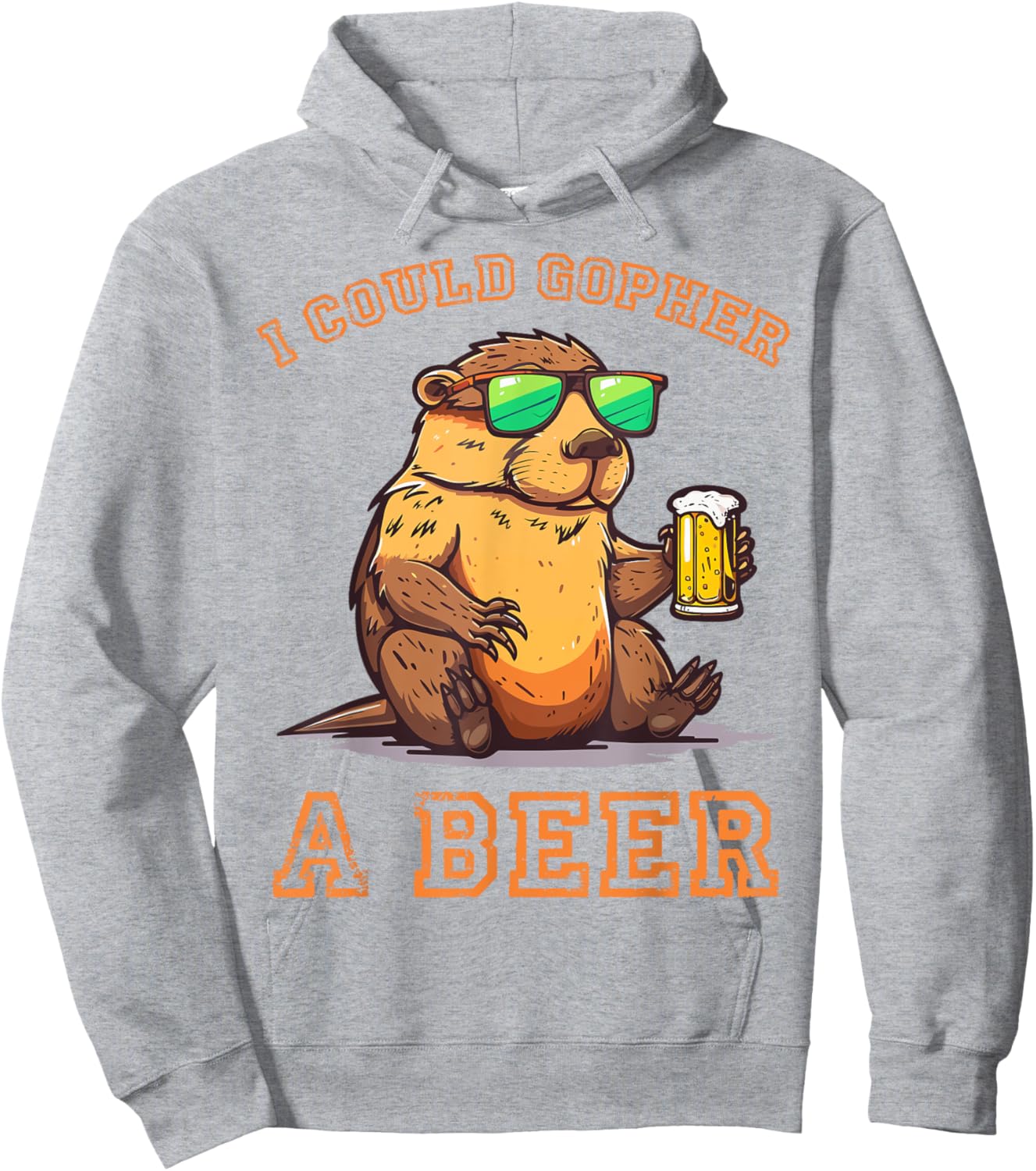 I Could Gopher A Beer Funny Drinking Hoodie - Hoodie | Ash