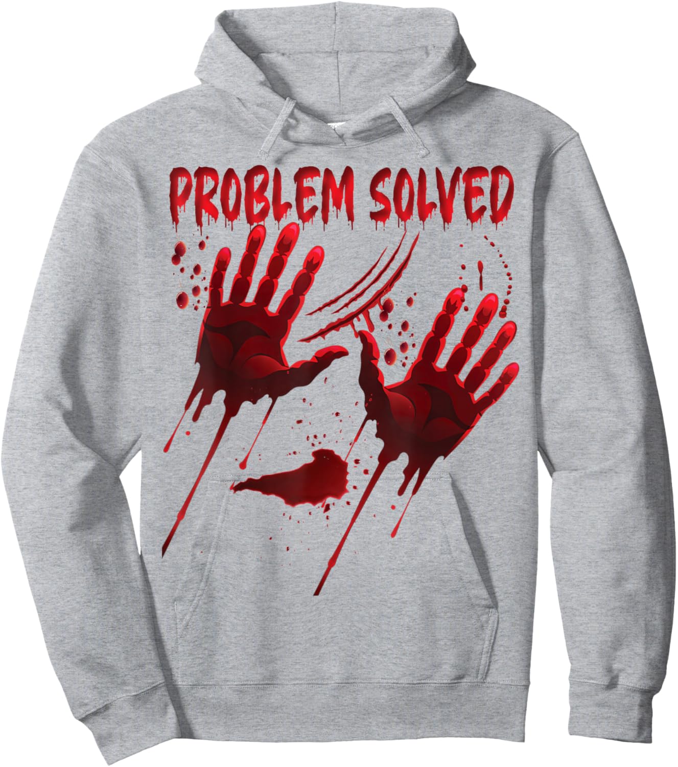 Bloody Hands Costume Men Problem Solved Blood Splatter Hoodie - Hoodie | Ash