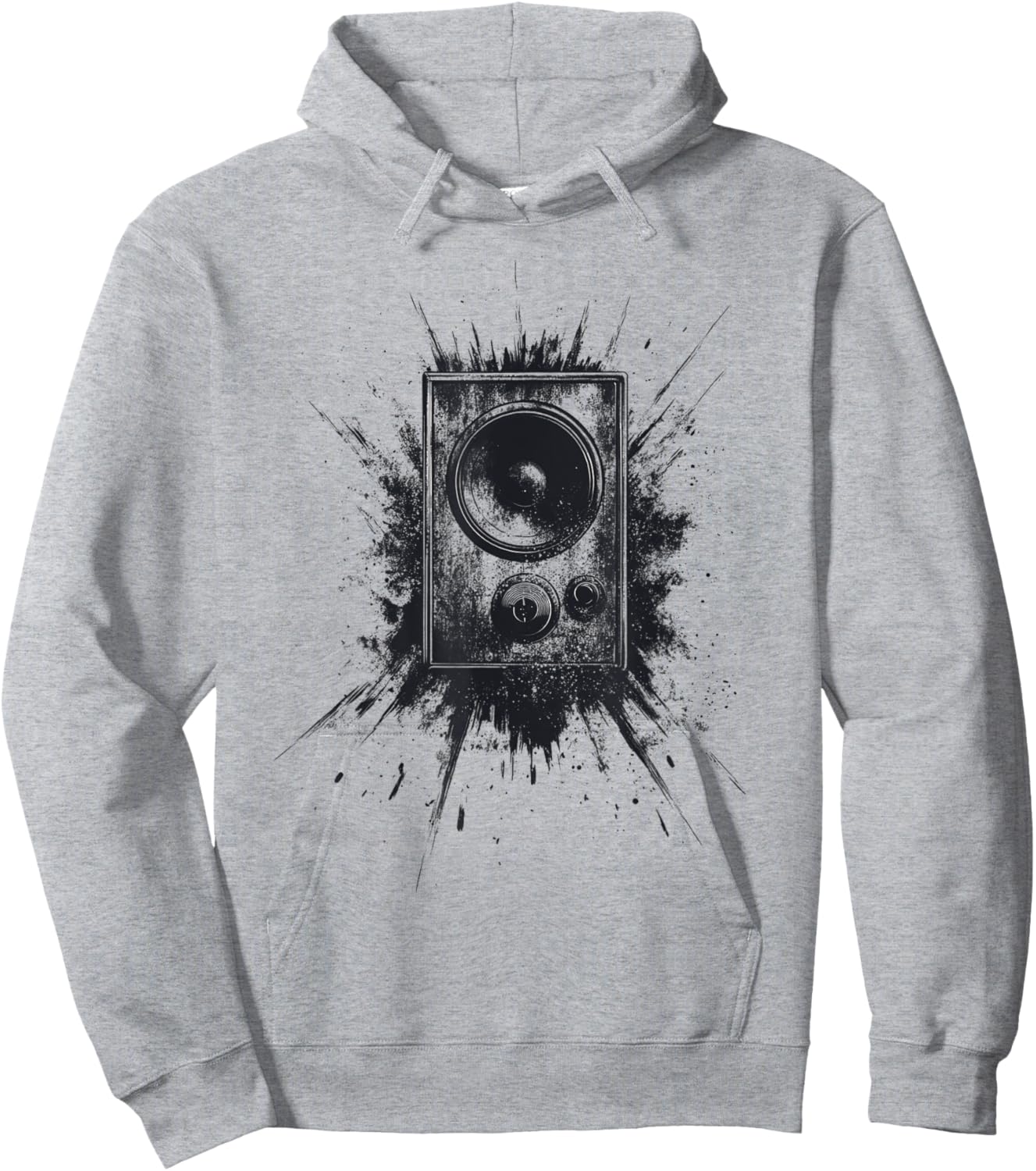 Cool Black Grayscale Music Speaker Design Hoodie - Hoodie | Ash