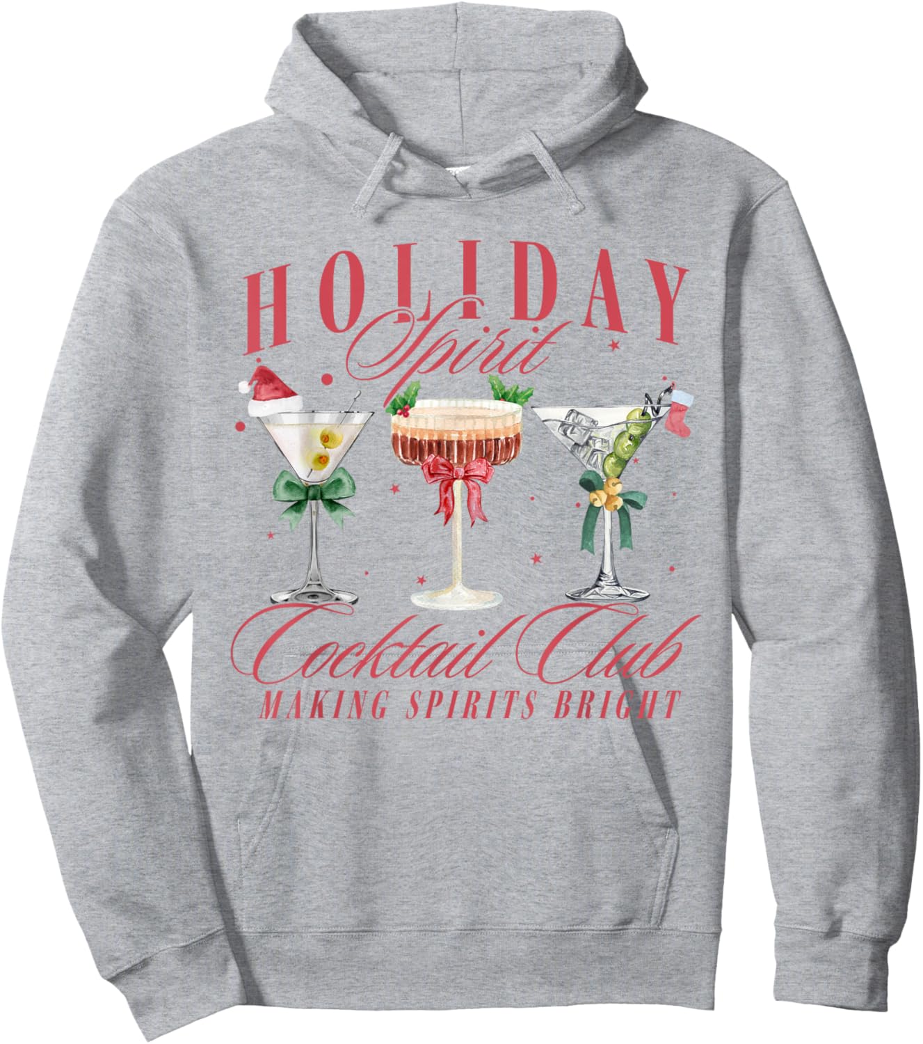 Holiday Spirit Cocktail Club Espresso Martini Christmas Hoodie - Hoodie | Ash