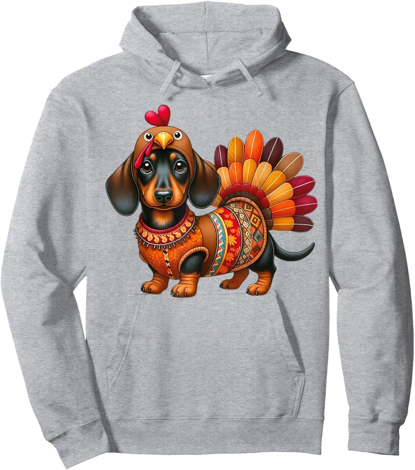 Cute Thanksgiving Turkey Weiner Dachshund Dog Costume Hoodie - Hoodie | Ash