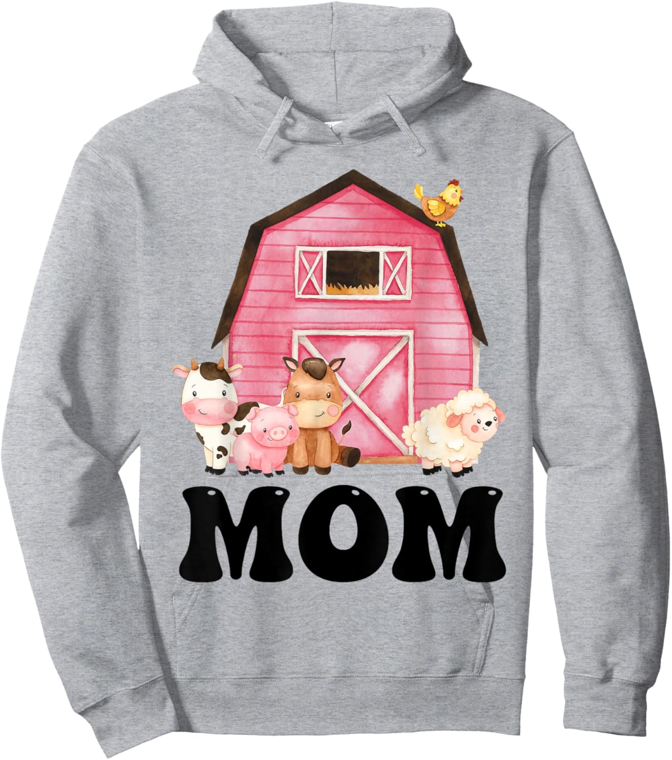 Funny Mom Farm Animals Birthday Theme Matching Family Hoodie - Hoodie | Ash
